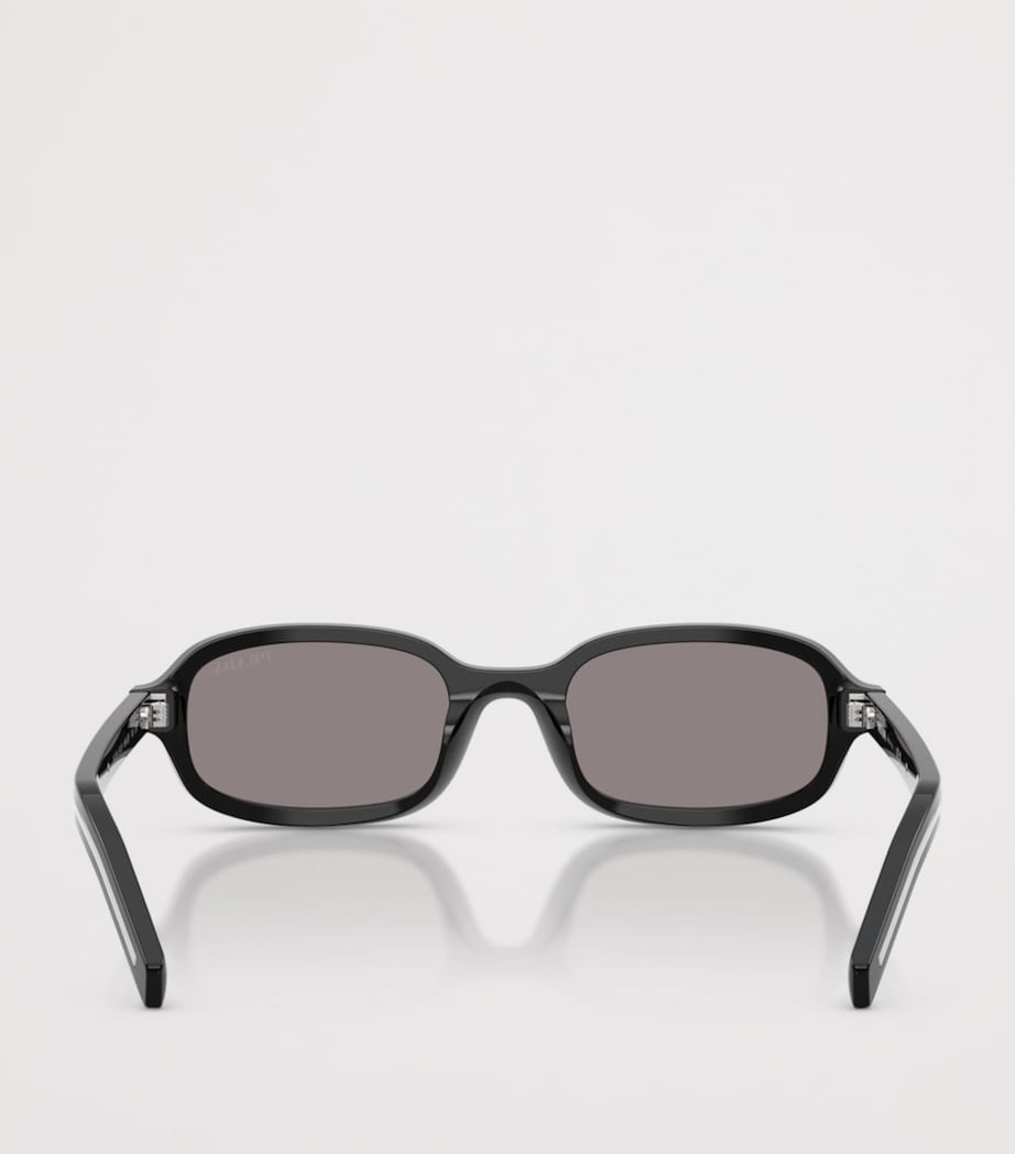 Prada Acetate Oval Sunglasses Black Image 4