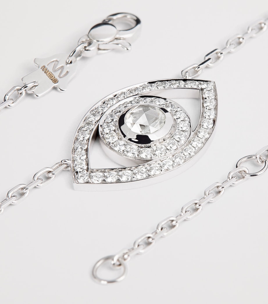 White Gold, Rose-Cut Diamond and Pavé Diamonds Protected Eye Necklace WHITE GOLD Image 3