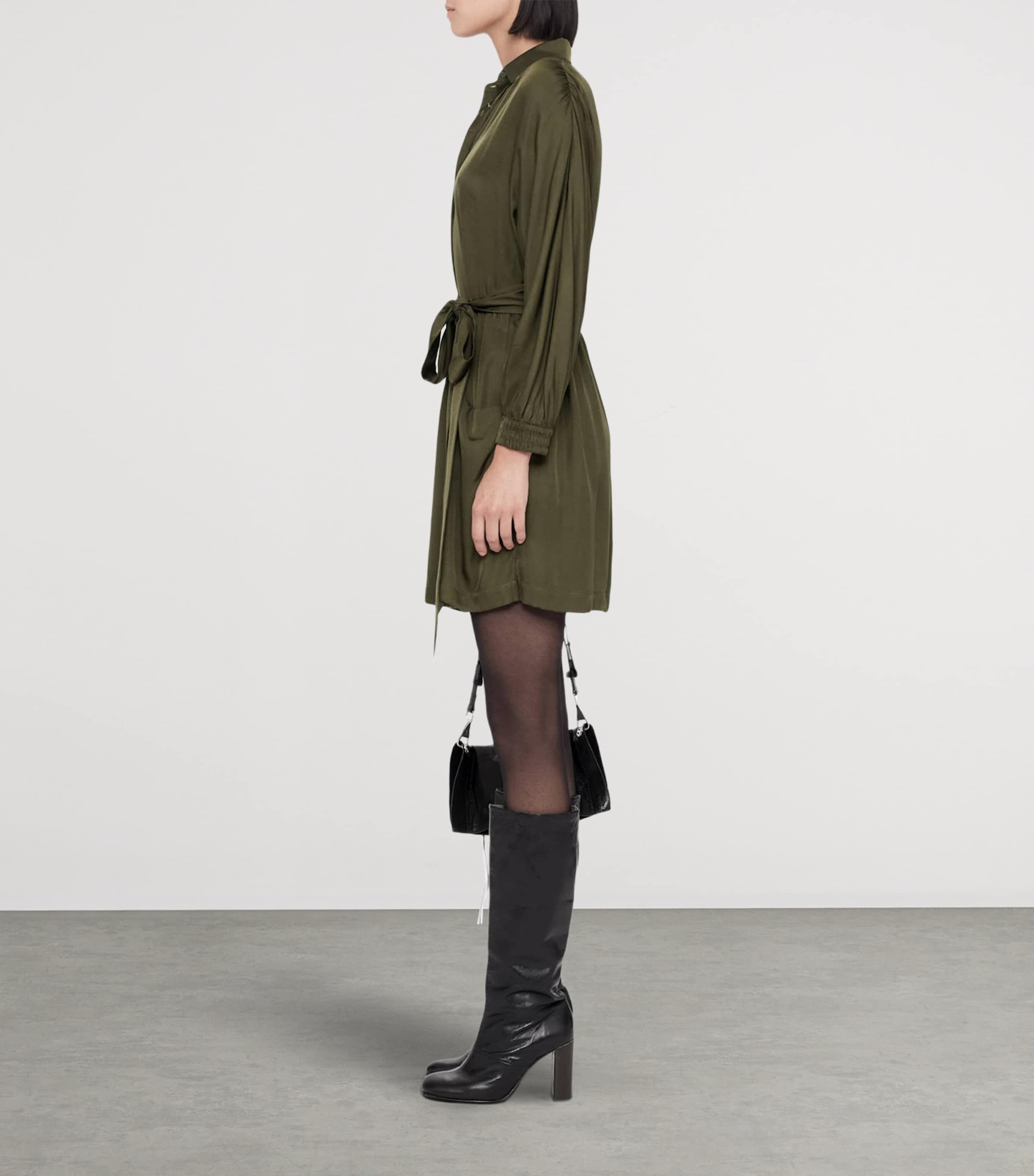 AllSaints Womens Noora Shirt Dress Washed Khaki Image 8