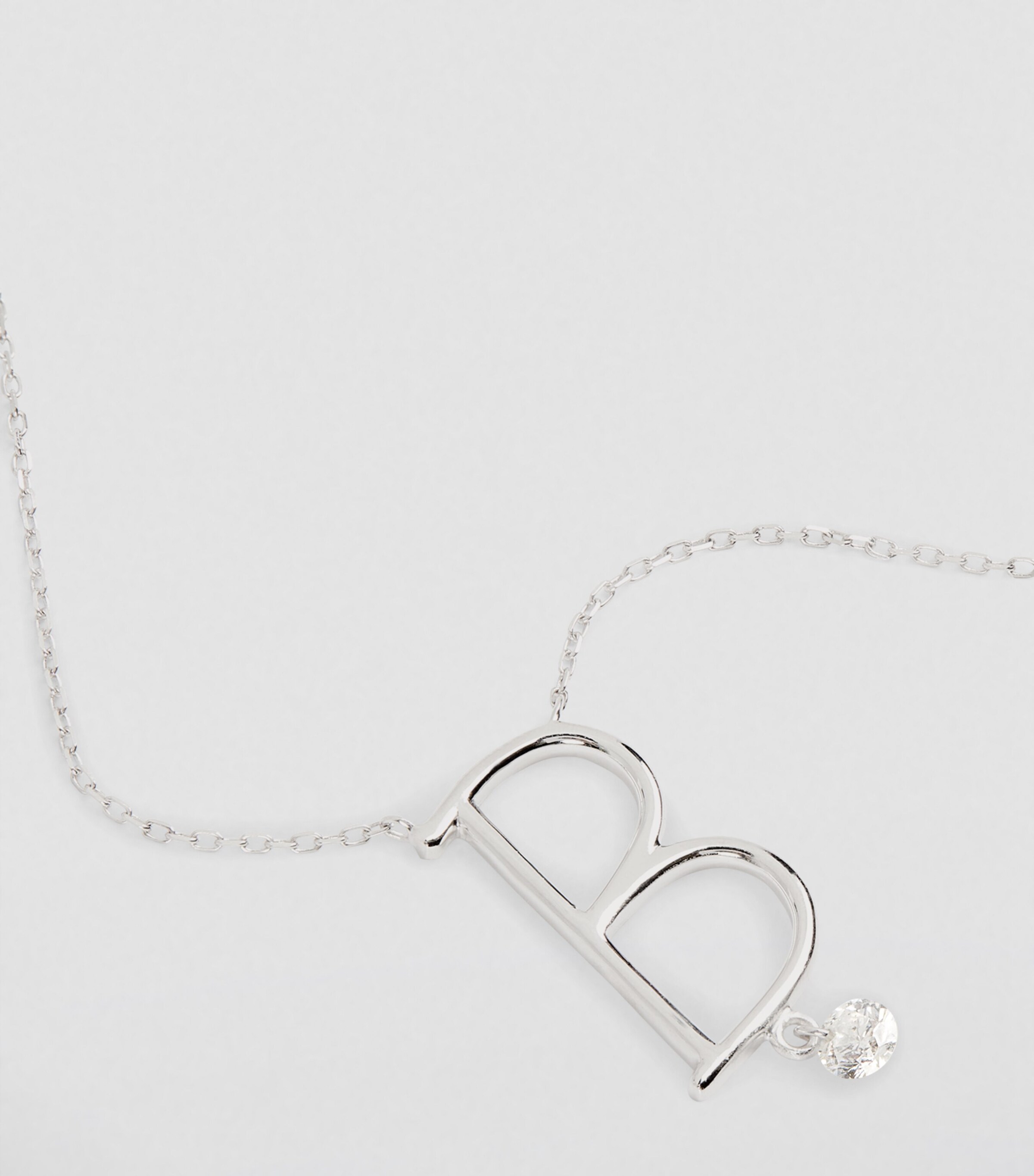 White Gold and Diamond Alphabet Necklace WHITE GOLD Image 4