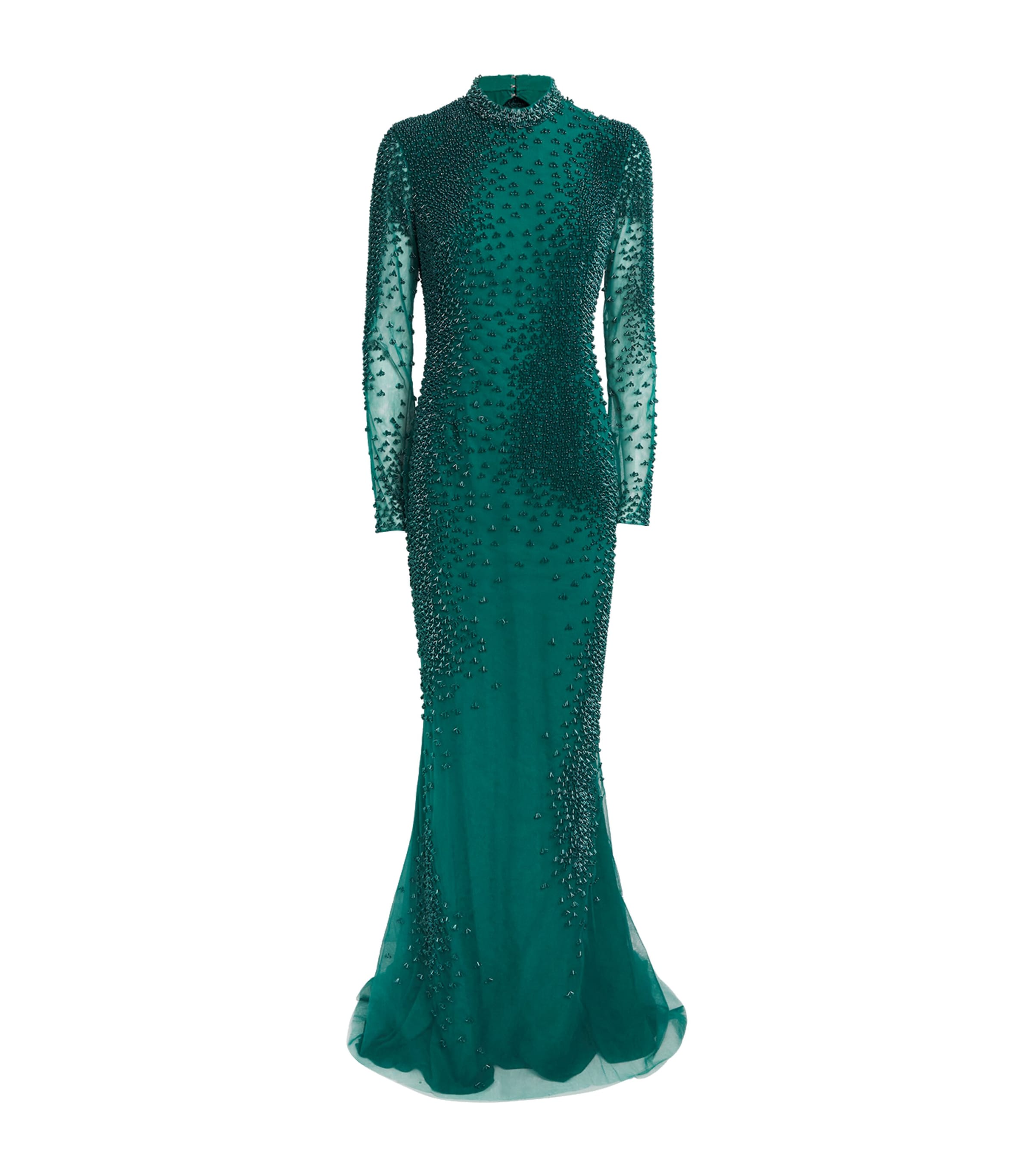 Georges Hobeika Silk-blend Beaded Gown In Green