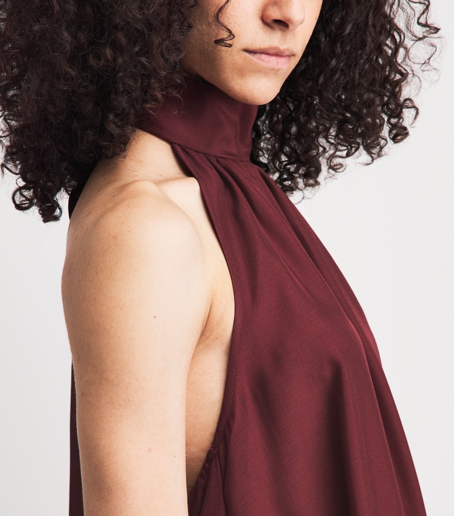 CAMILLA AND MARC Womens Jersey Halterneck Elsen Mini Dress Burgundy Image 3
