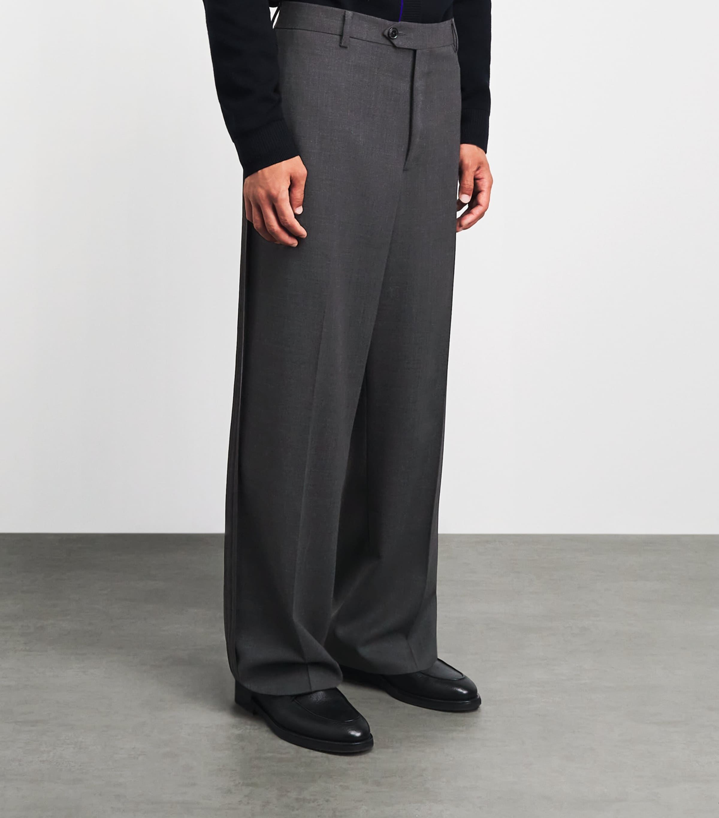 Paul Smith Mens Wool Relaxed Pleated Trousers Melange Image 4
