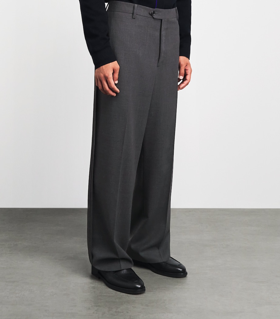 Paul Smith Mens Wool Relaxed Pleated Trousers Melange Image 4