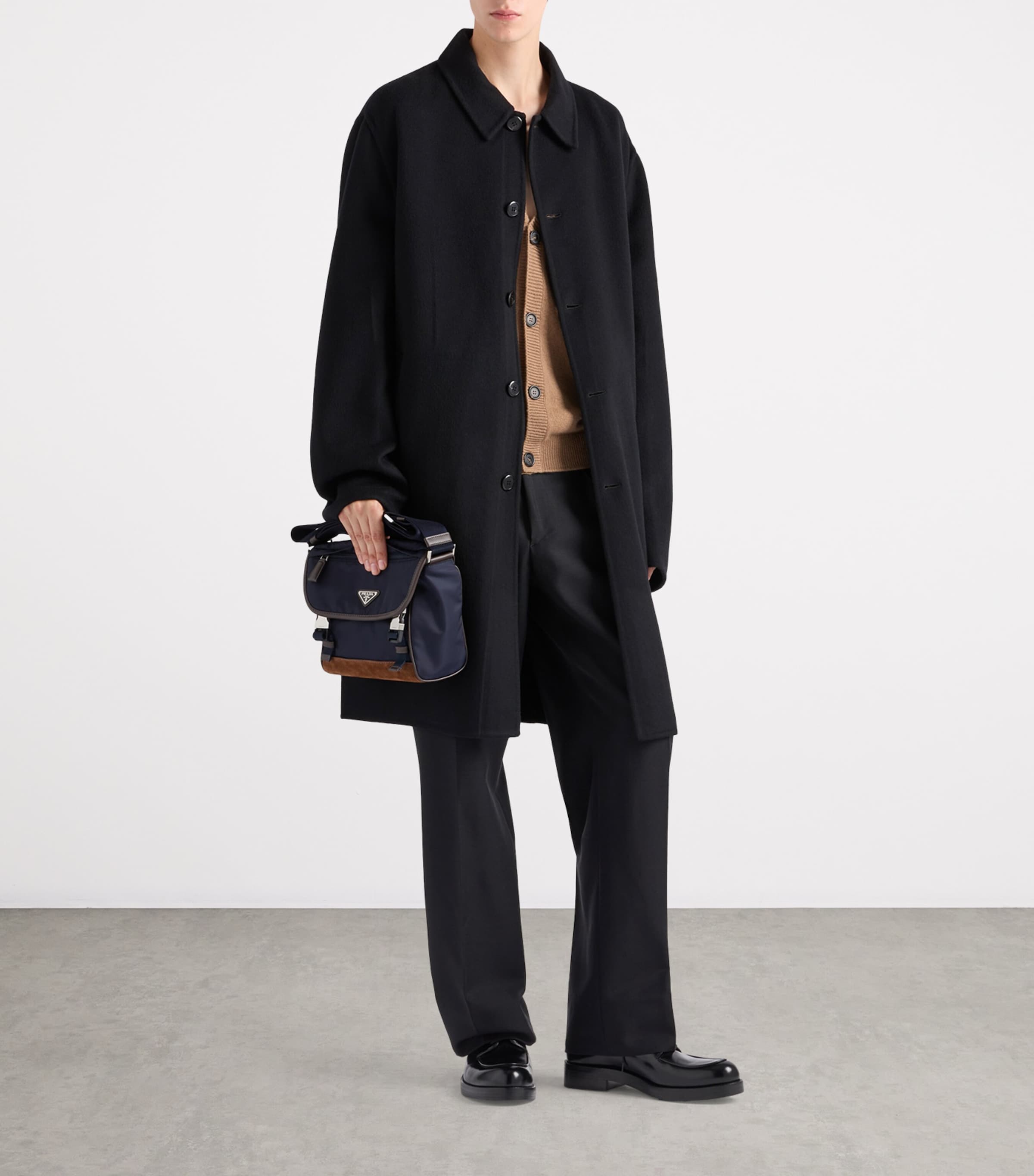 Small Re-Nylon and Leather Messenger Bag F0C1B Image 2