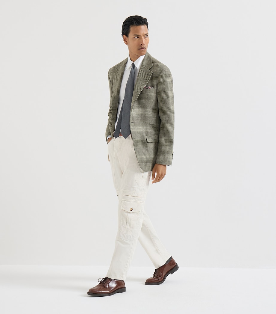 Brunello Cucinelli Mens Wool-Cashmere-Blend Check Blazer Image 5