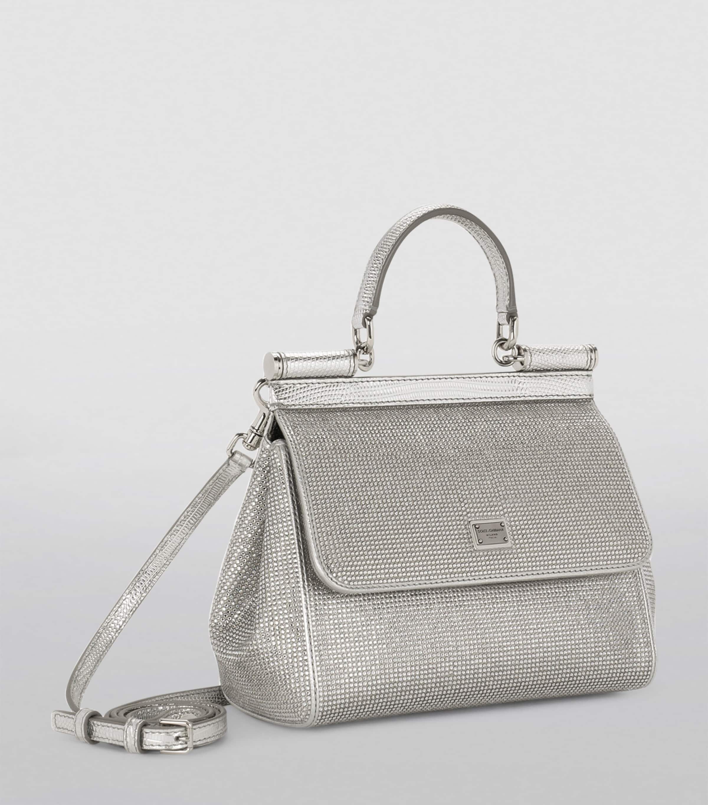 KIM DOLCE&GABBANA Small Sicily Top-Handle Bag 8C964-CRYSTAL/PEARL Image 2