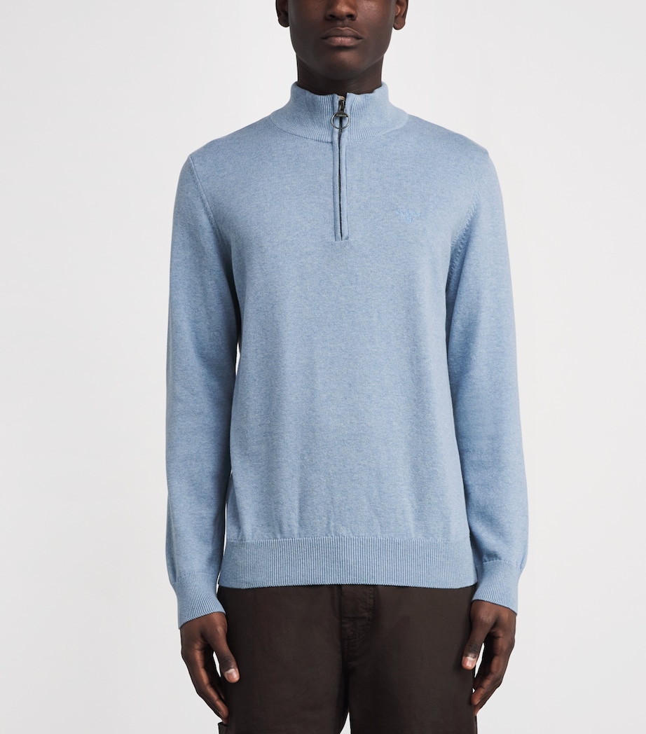 Cotton Half-Zip Sweater DARK CHAMBRAYBL14 Image 3