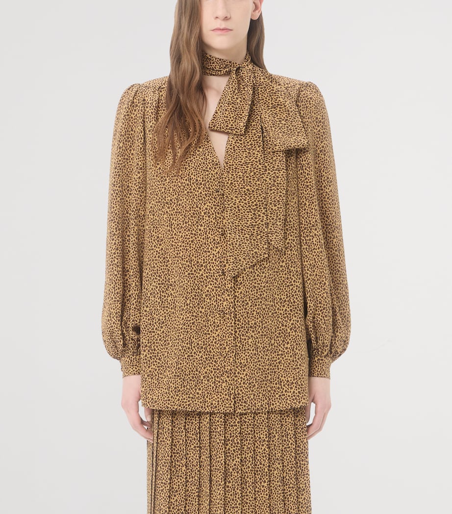 Valentino Womens Silk Cheetah-Print Shirt Image 3