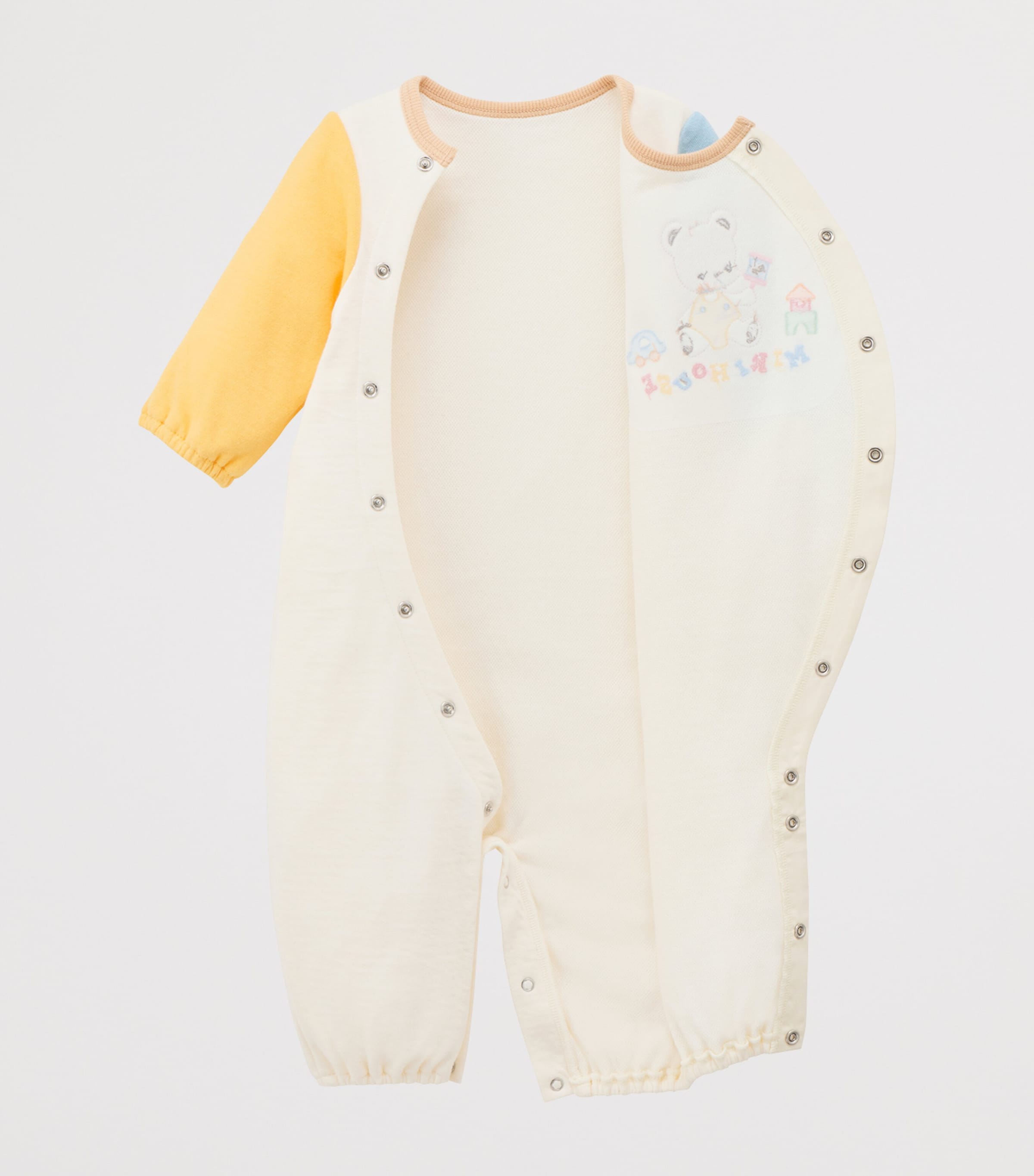 Miki House Logo Bear Embroidered Playsuit (1 Month) Image 3