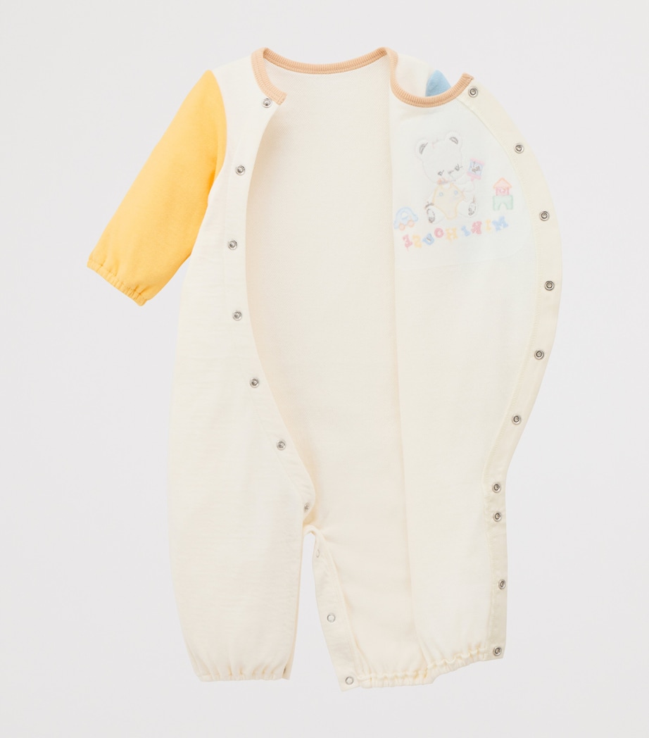 Miki House Logo Bear Embroidered Playsuit (1 Month) Image 3