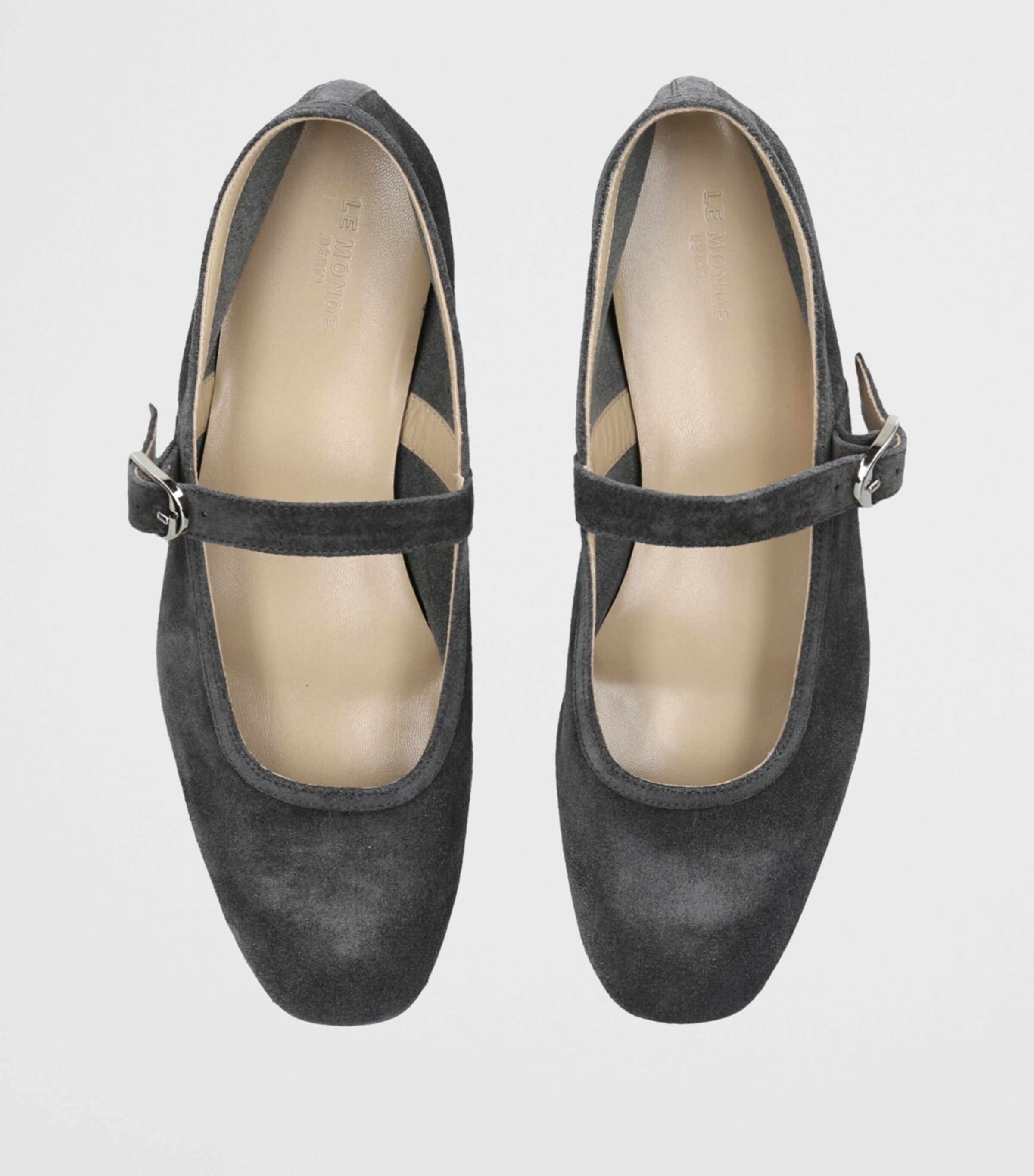 Suede Mary Jane Ballet Flats GREY/DARK Image 5