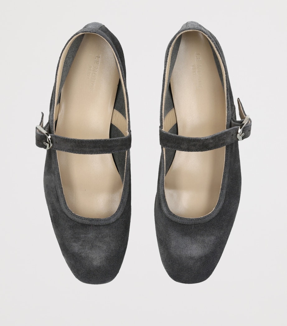 Suede Mary Jane Ballet Flats GREY/DARK Image 4