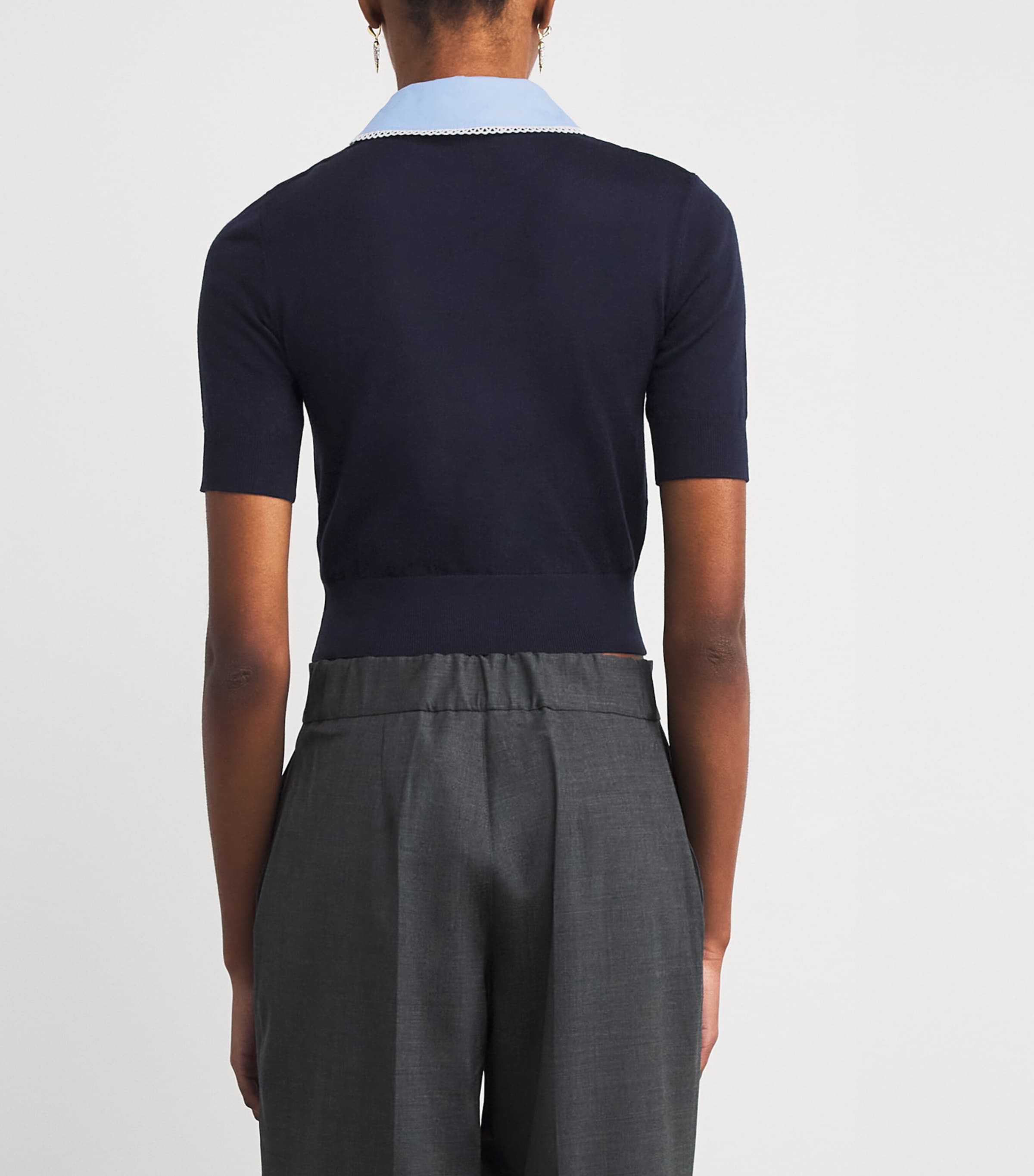 Wool-Blend Lace Collar Sweater NAVY Image 4