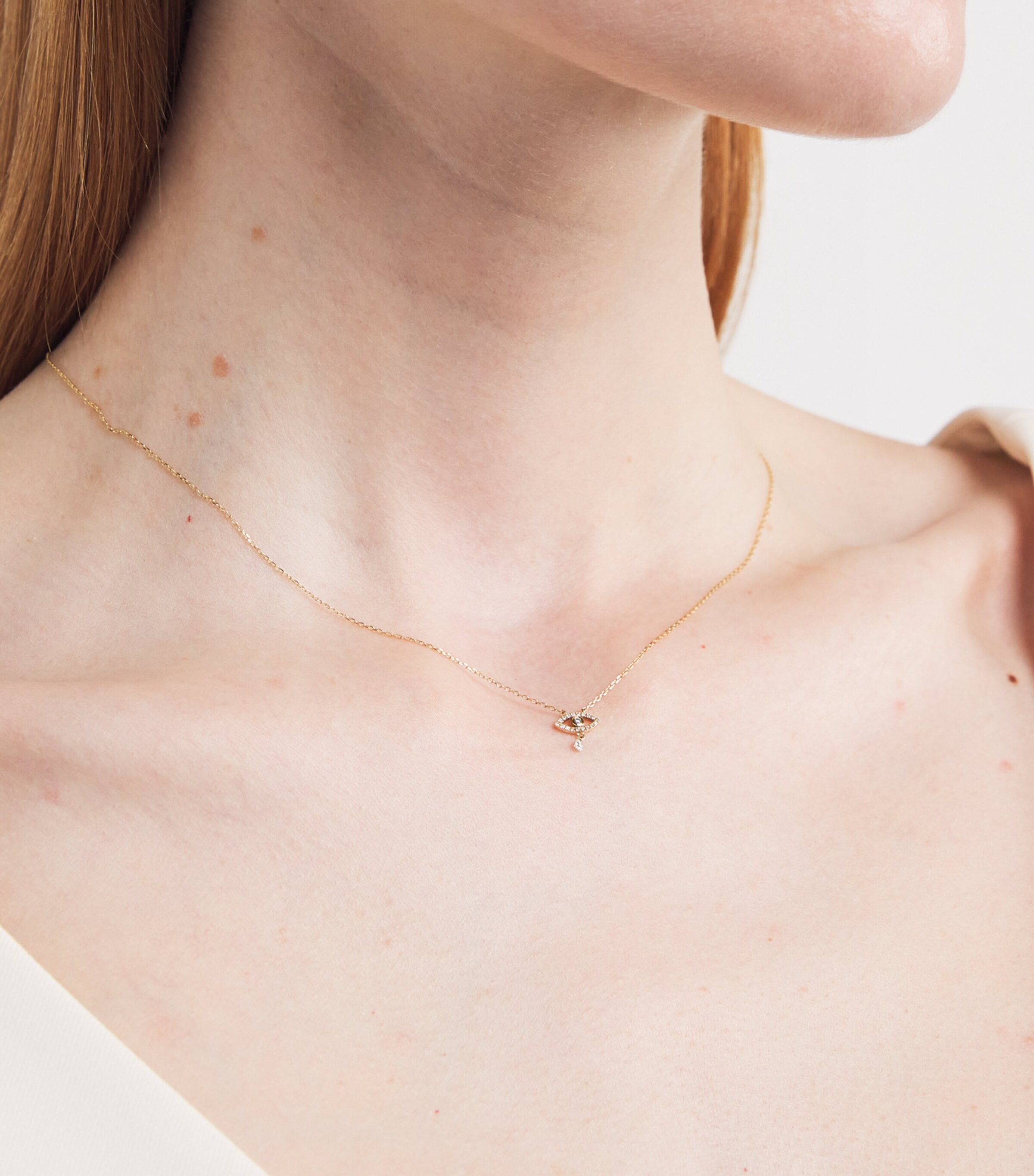 Persée Yellow Gold and Diamond Evil Eye Symbols Necklace Yellow Gold Image 2