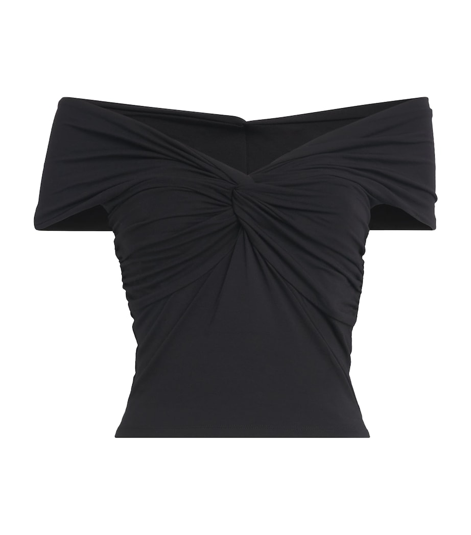 Stretch-Jersey Twist Off Crop Top BLACK001 Image 1