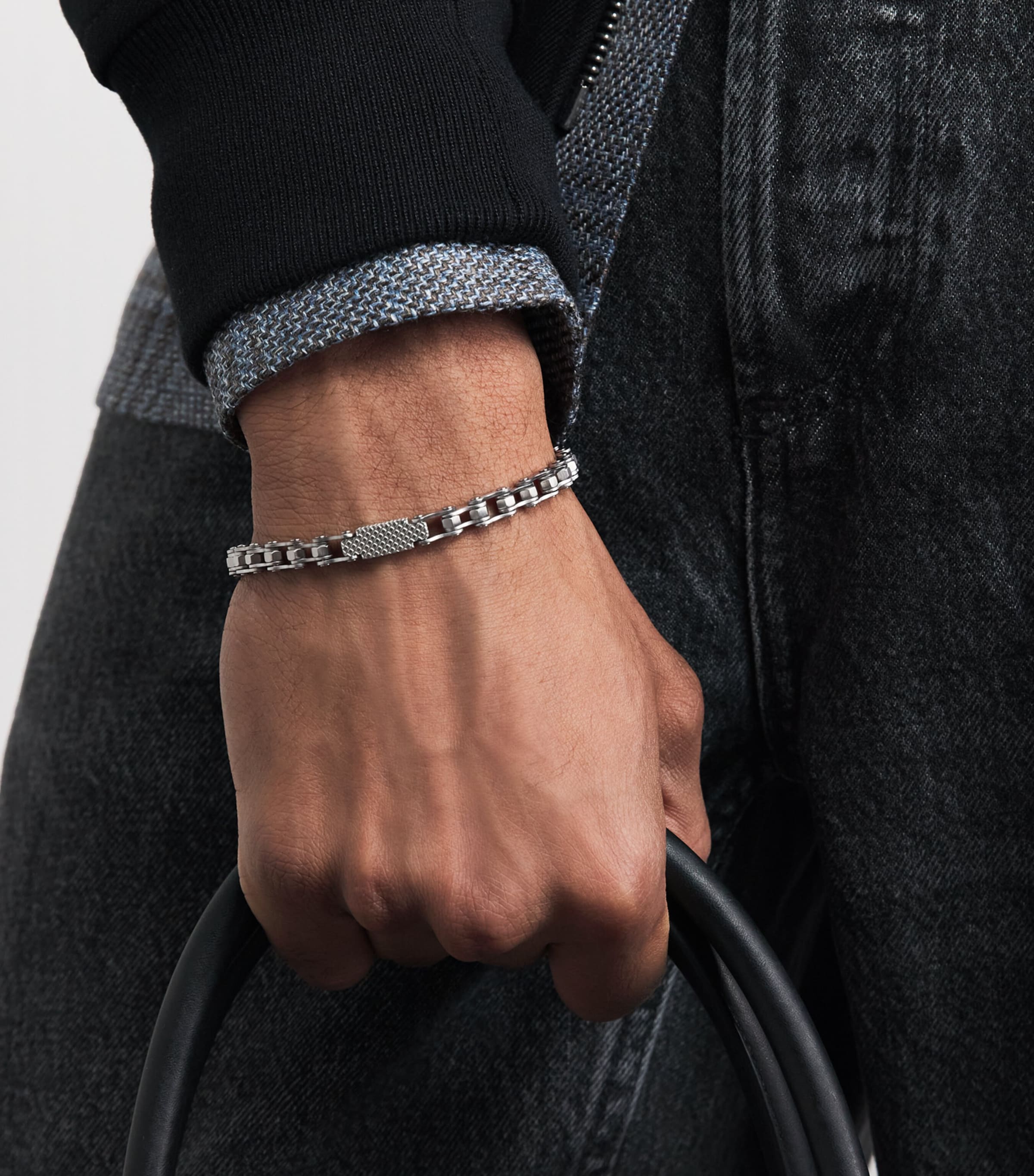 Tateossian Stainless Steel Bici Chain Bracelet | Harrods UK