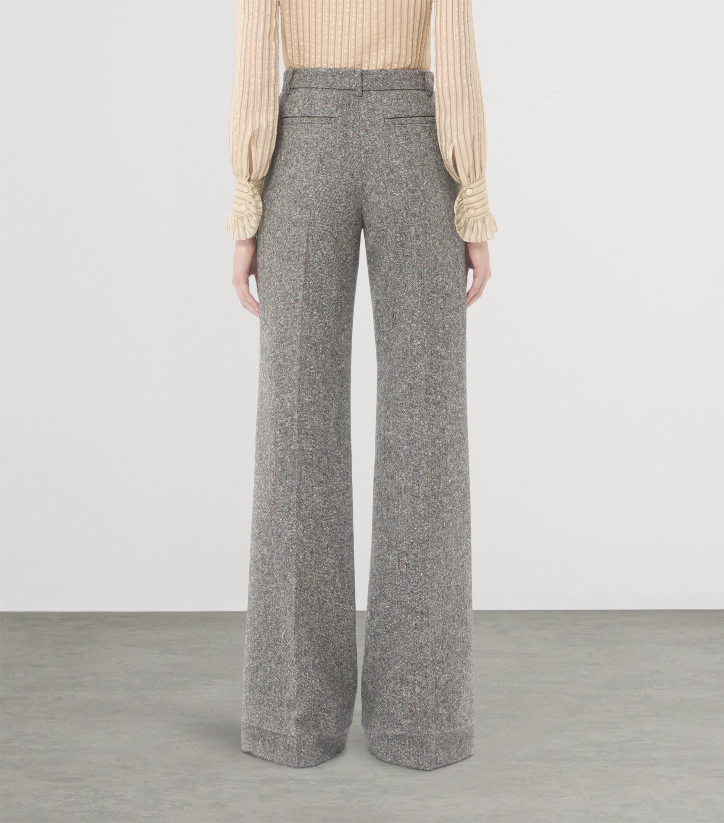 Wool-Blend Speckled Wide-Leg Trousers 0AN Image 4