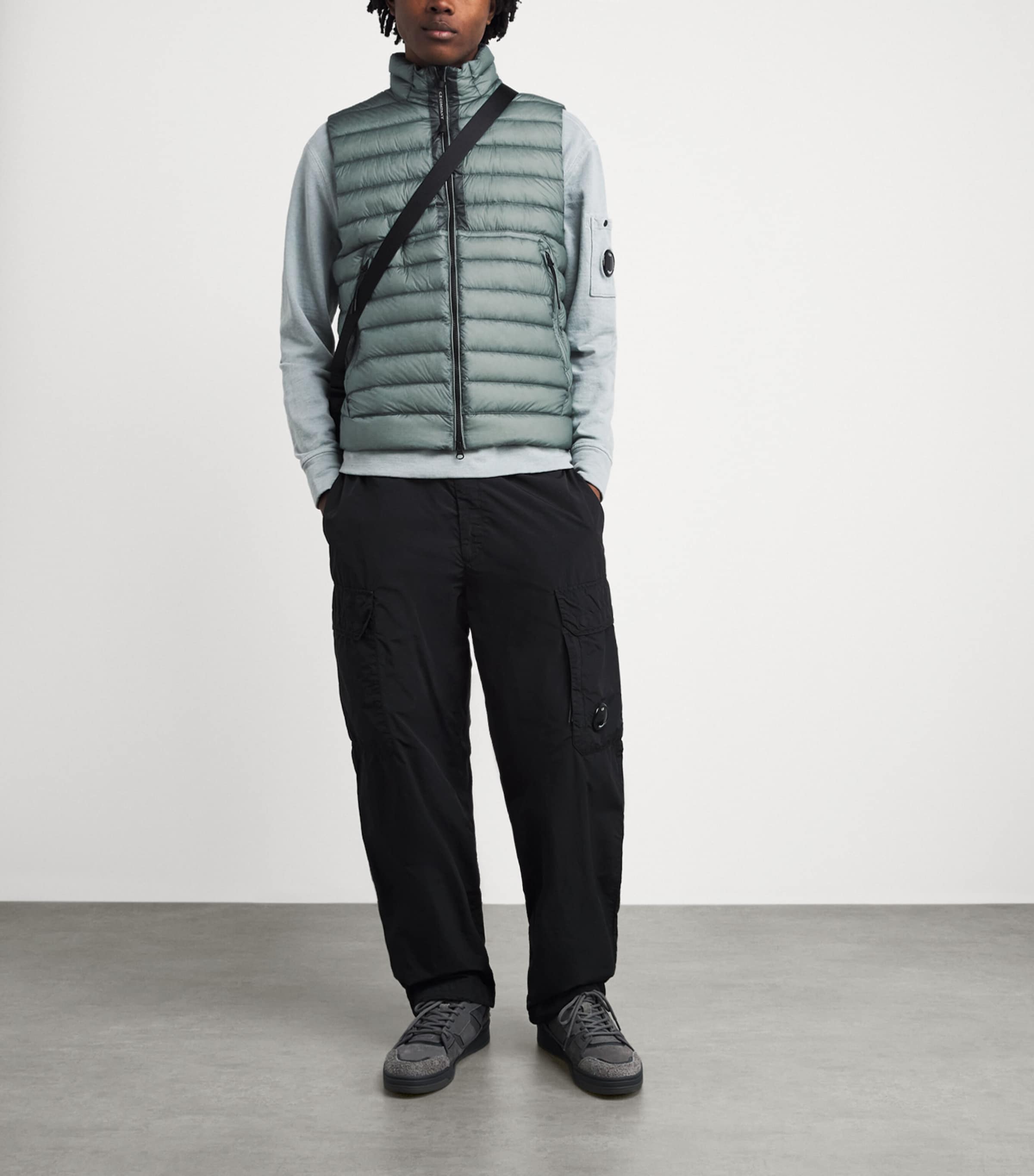 C.P. Company Mens D.D. Shell Quilted Down Gilet Silver Blue Image 2