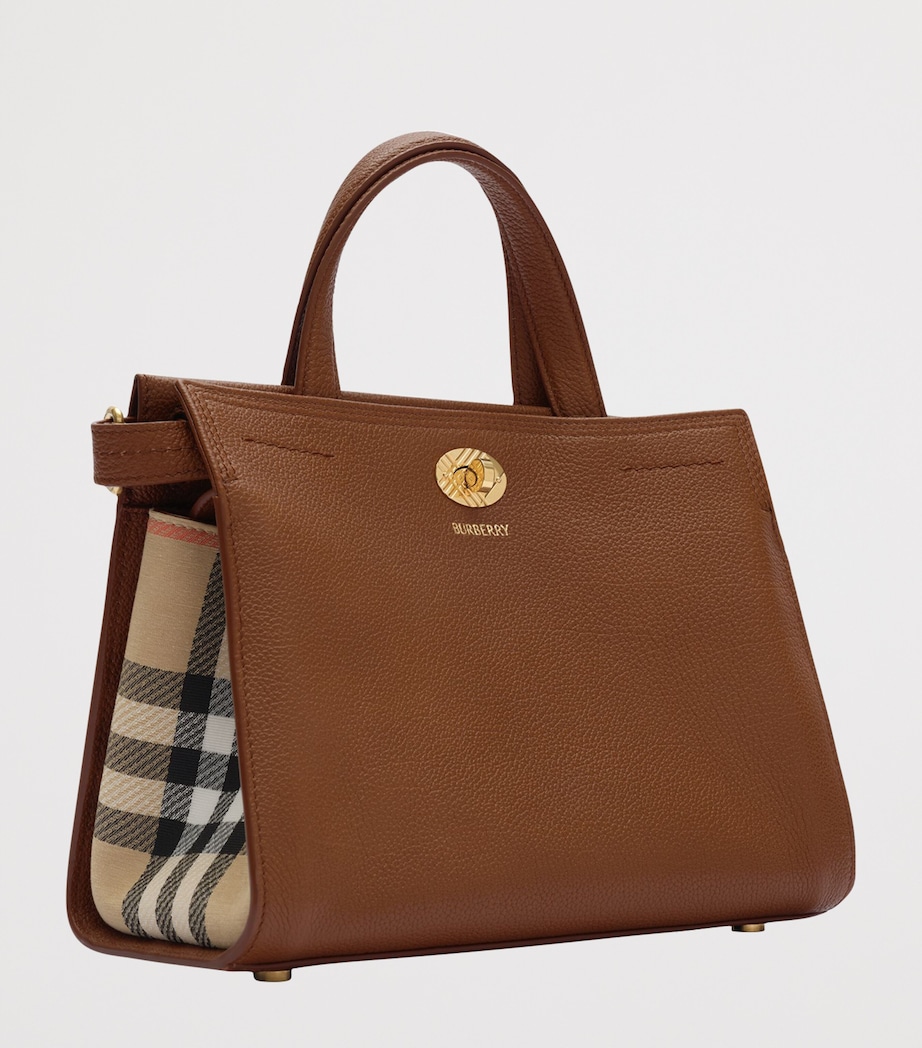 Burberry Womens Mini Leather Cotswolds Check Tote Bag Hazel Image 3