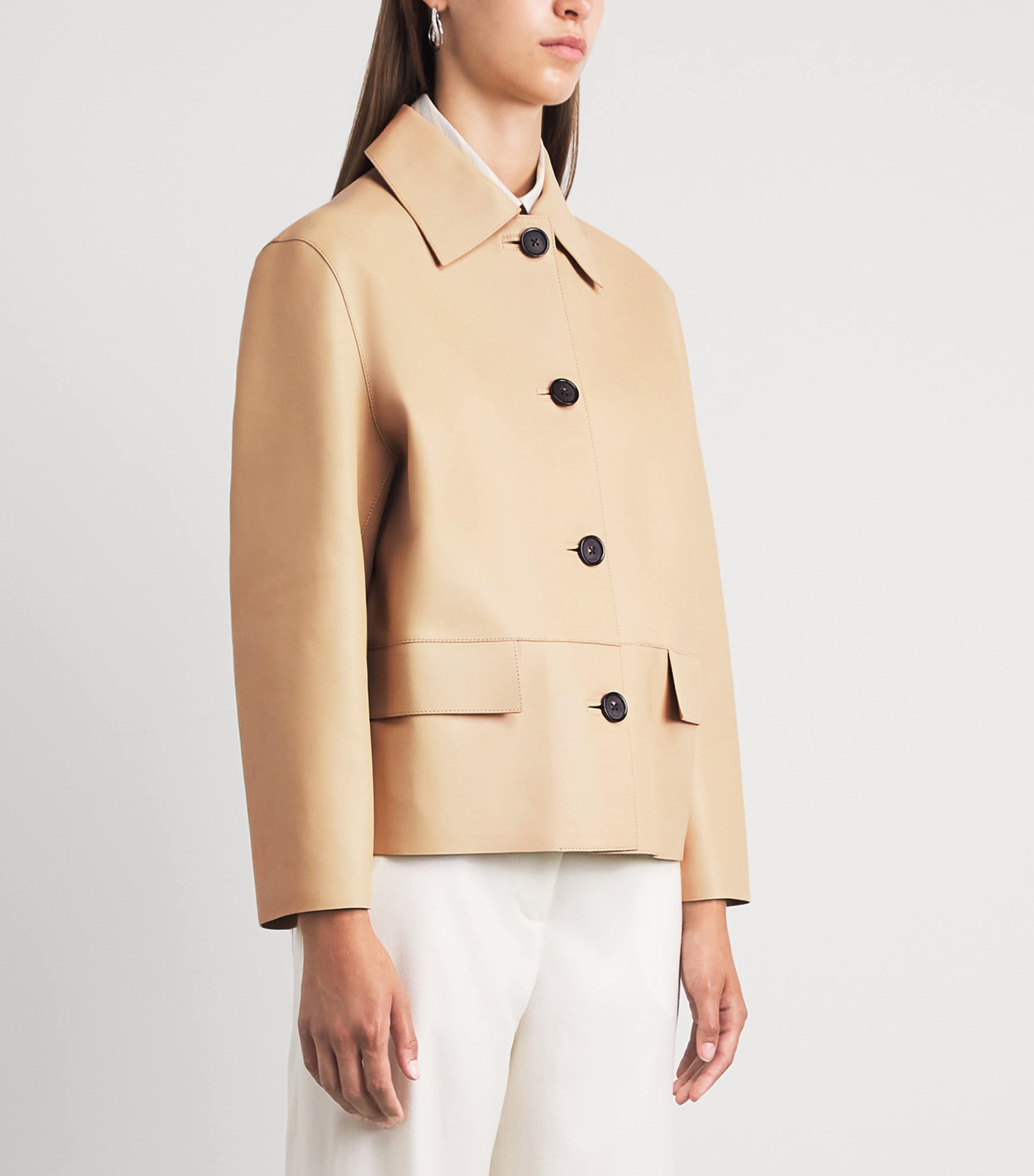 Toteme Womens Bonded-Leather Jacket Chai Image 4