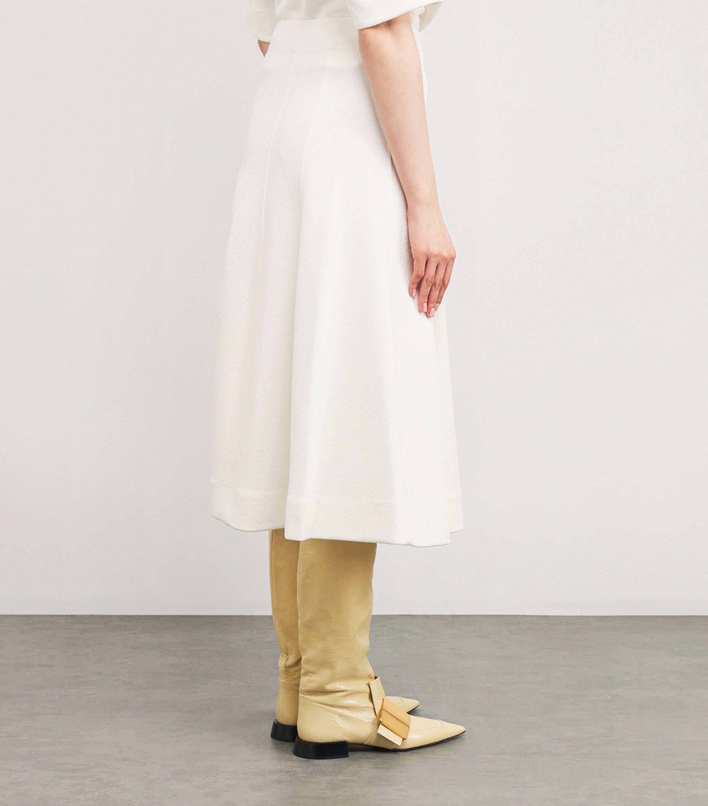 スカート JIL SANDER Women Mid Skirts J03MA0177J45078 WHITE JIL SANDER Tiered cotton-twill and cotton-poplin midi skirt