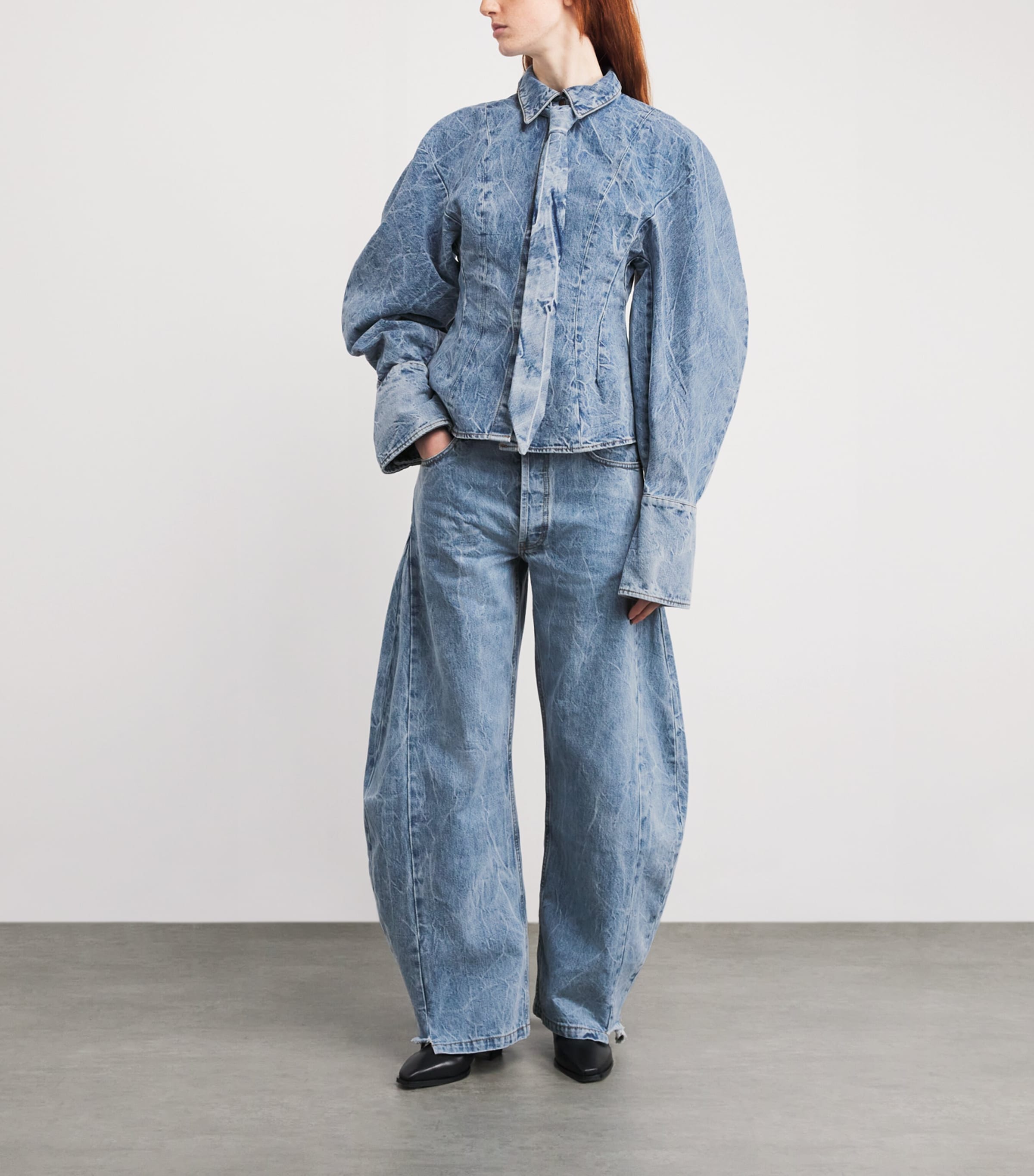 Distressed Balloon Jeans INDIGO ACID WASH Image 2