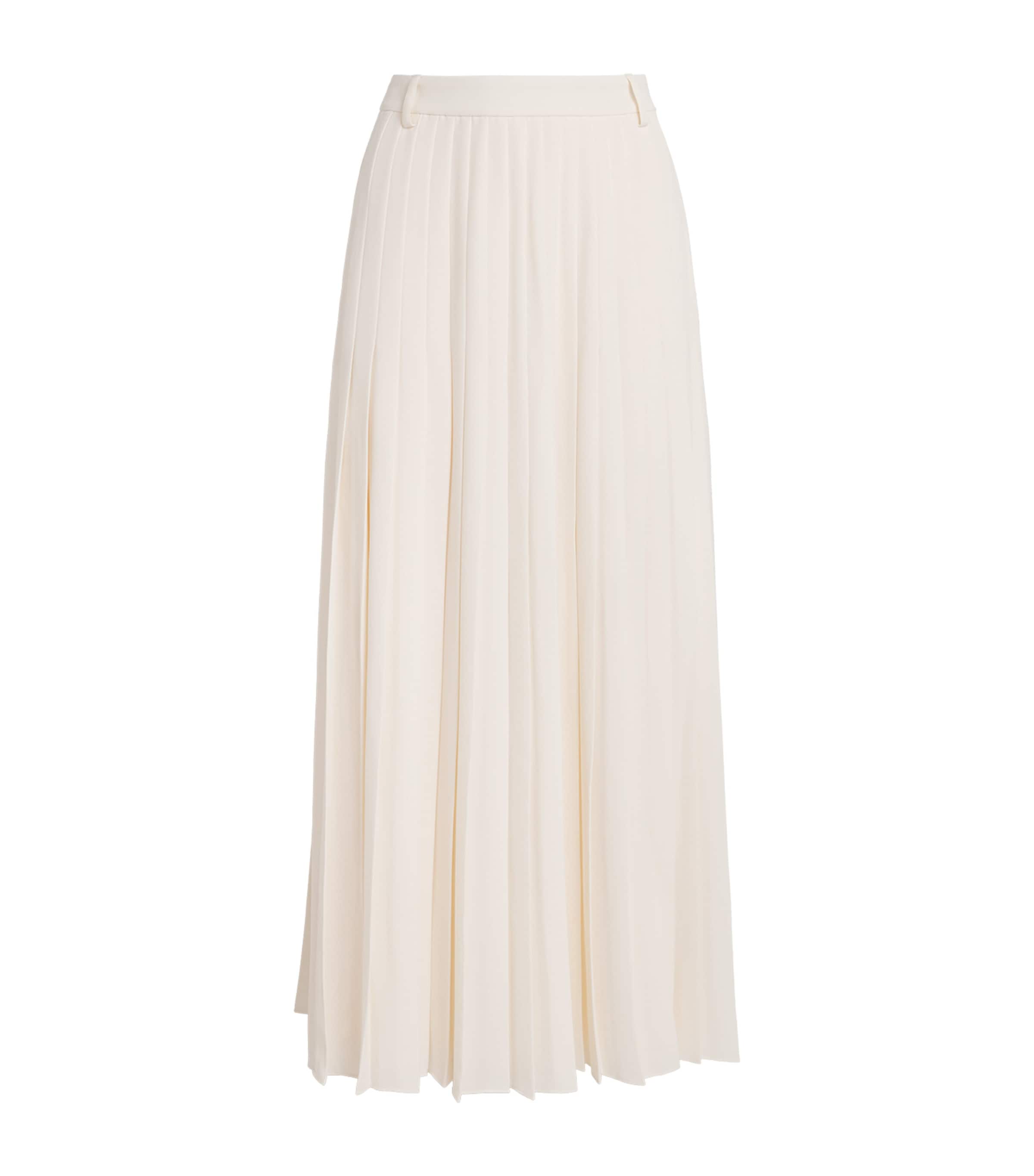 ME+EM Womens Crepe Slit Pleated Maxi Skirt Cream Image 1