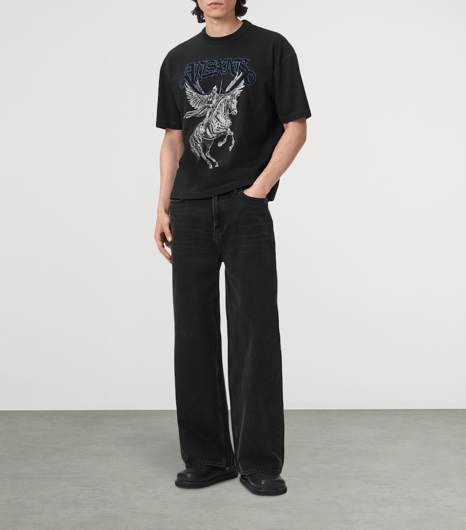 AllSaints Mens Seraph Graphic T-Shirt Washed Black Image 2