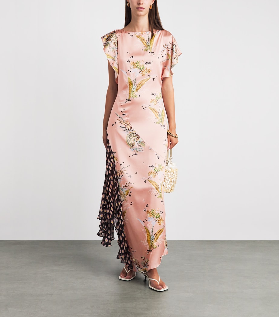 STAUD Womens Silk-Blend Fawn Silk Midi Dress Tprm Tpstry Rse Mlti Image 2
