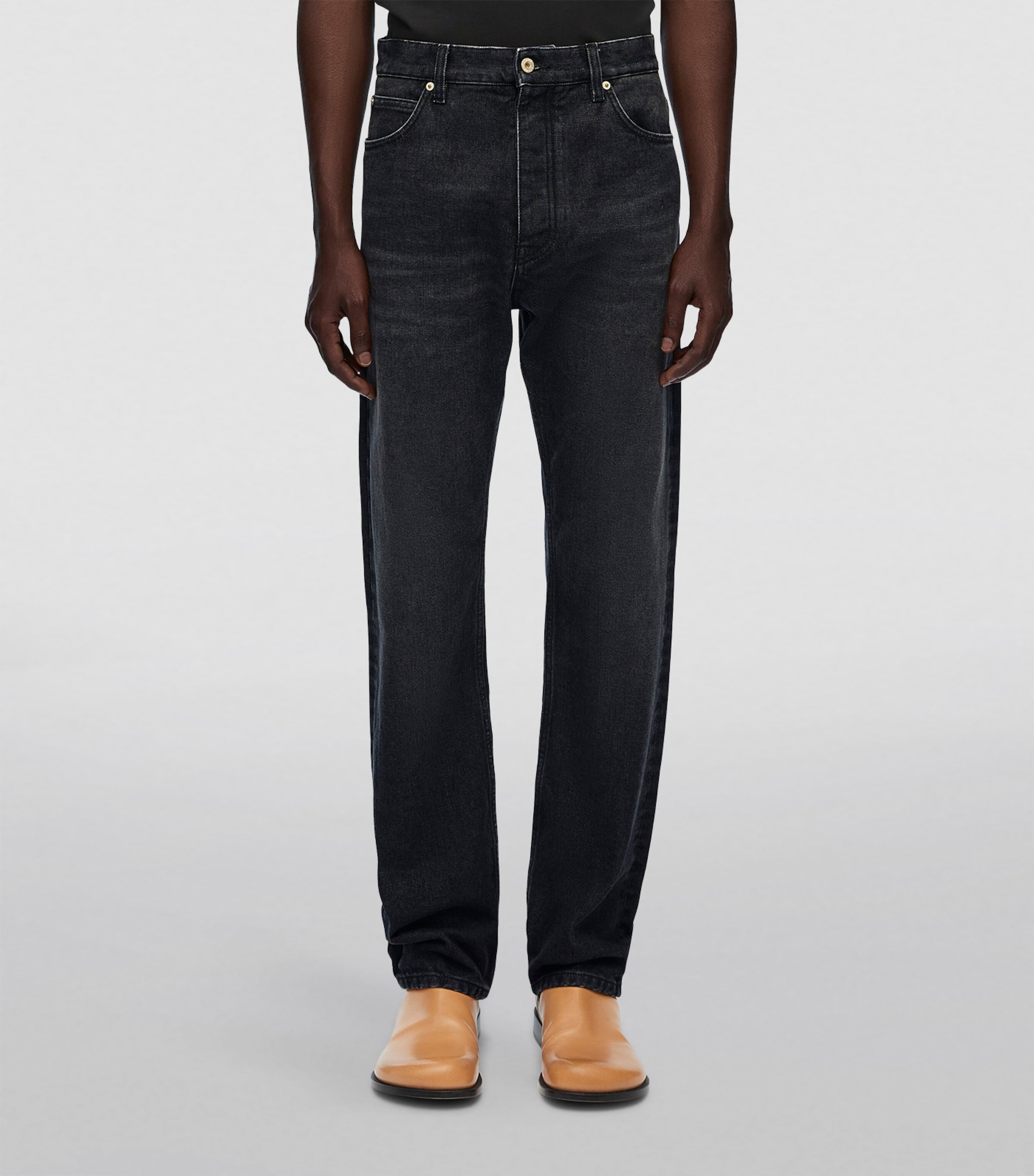 Mid-Rise Straight Jeans WASHED BLACK Image 3