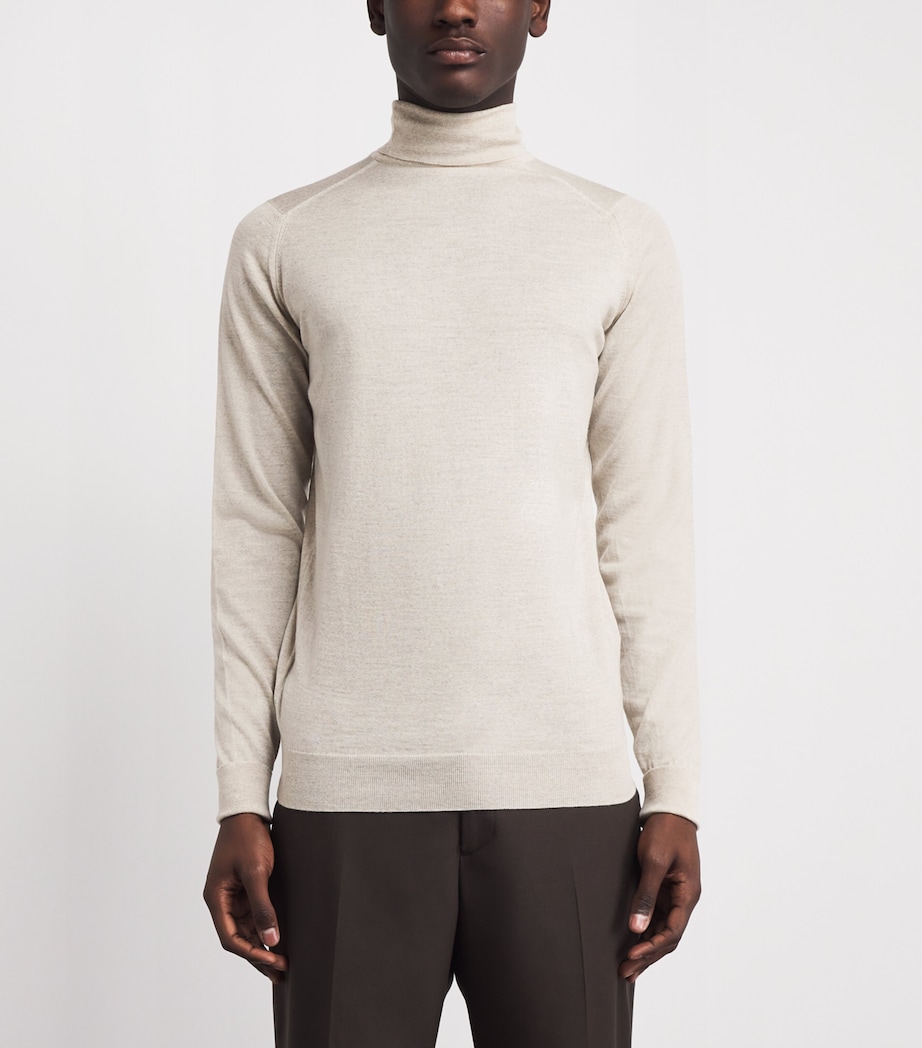 Alan Scott Mens Superfine Merino Wool Rollneck Sweater Natural Image 4