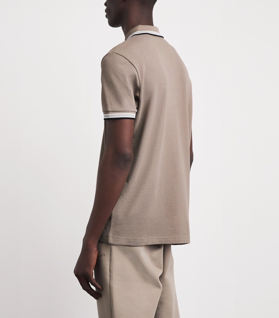 BOSS Mens Cotton Paddy Polo Shirt Pastel Green Image 5