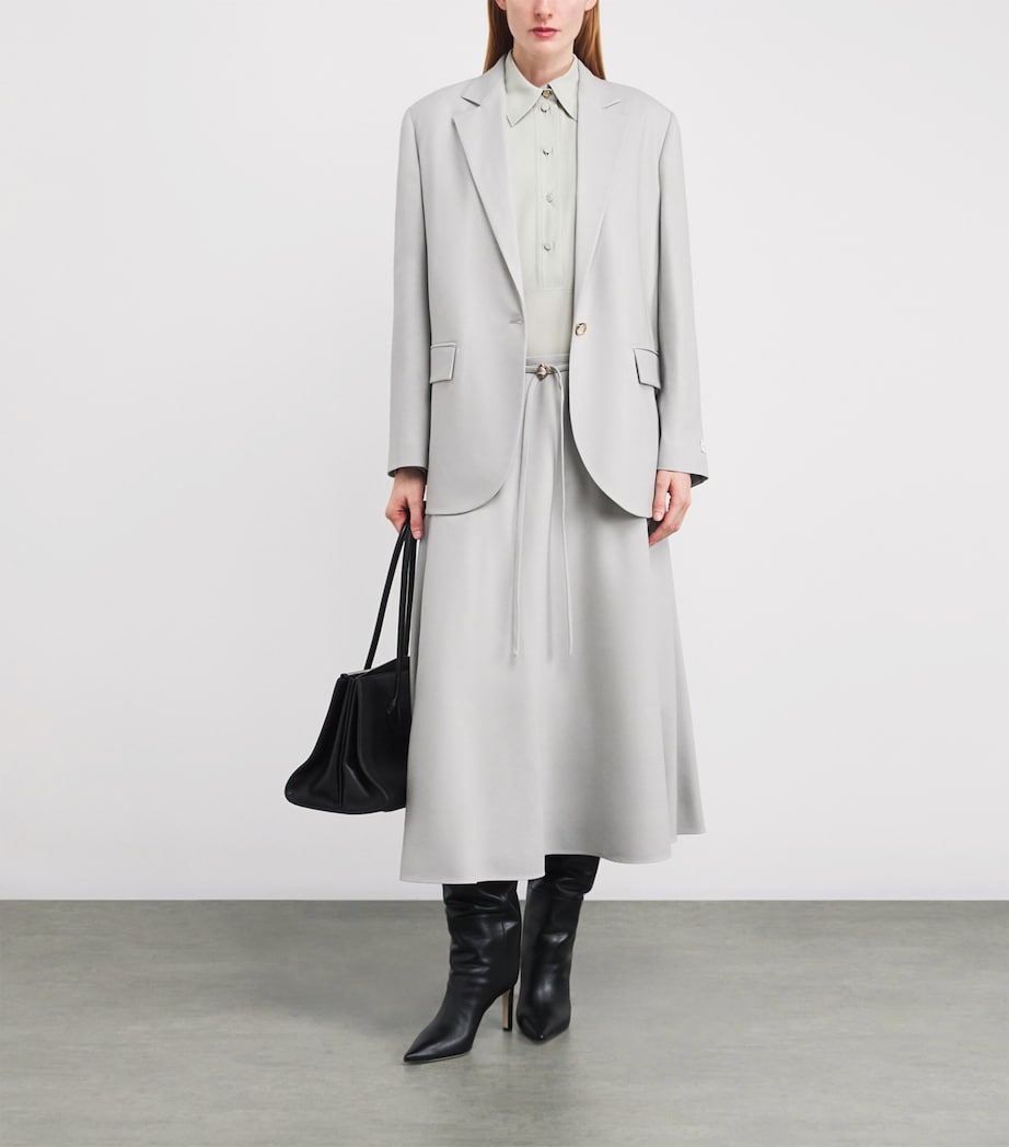 Agnona Womens Gathered Blouse Light Grey Sage Grey Image 2