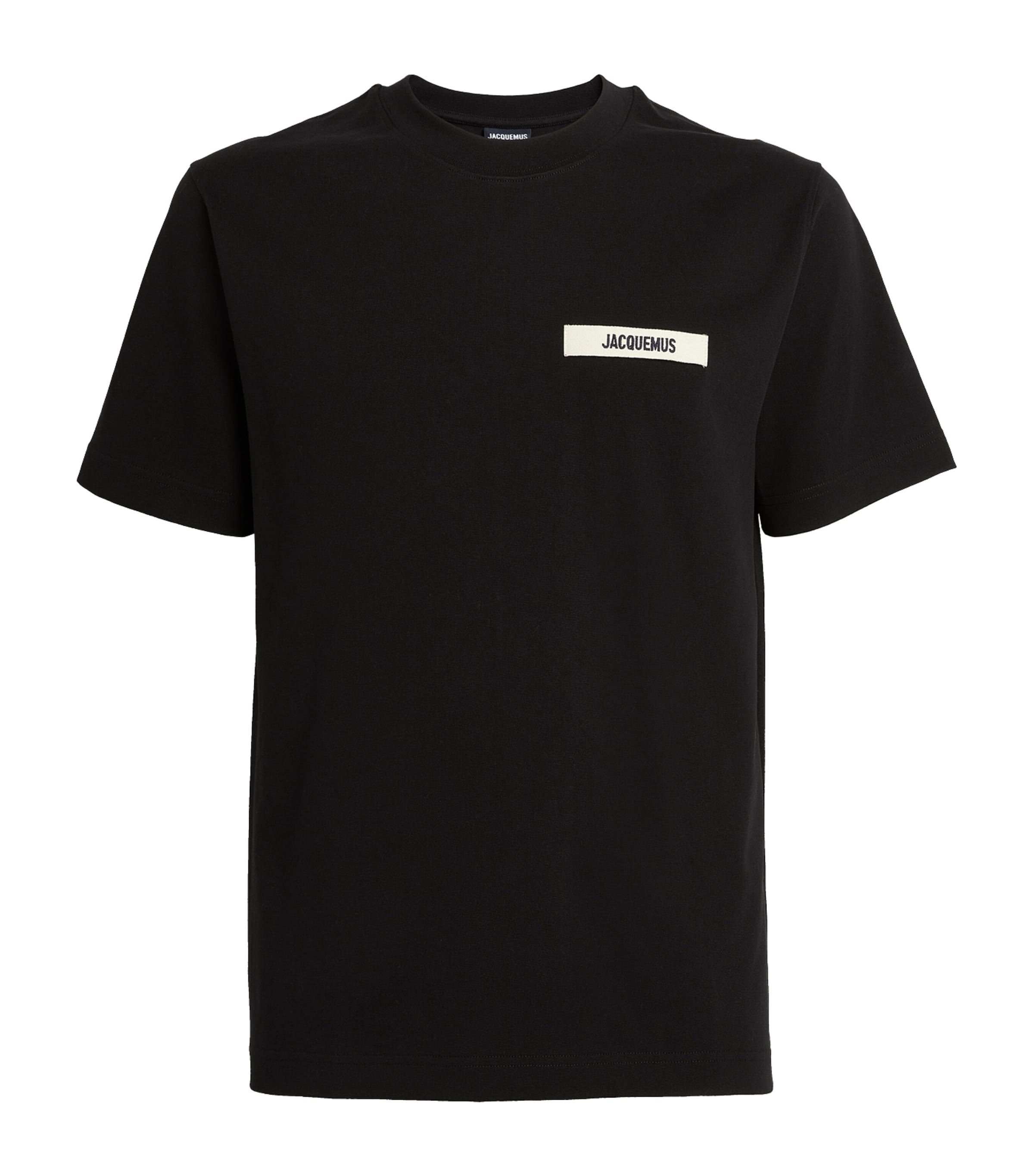 Shop Jacquemus Grosgrain Logo T-shirt In Black