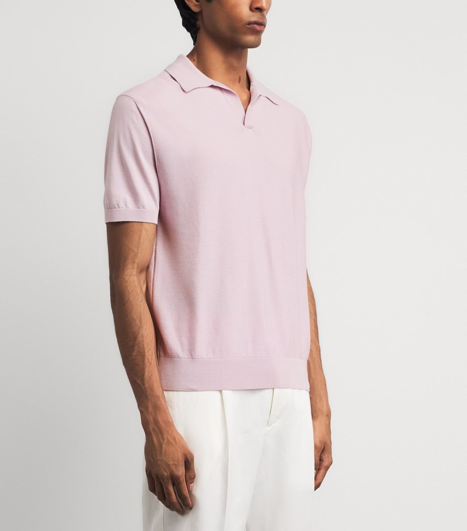 Canali Mens Cotton-Silk Open Collar Polo Shirt Image 4