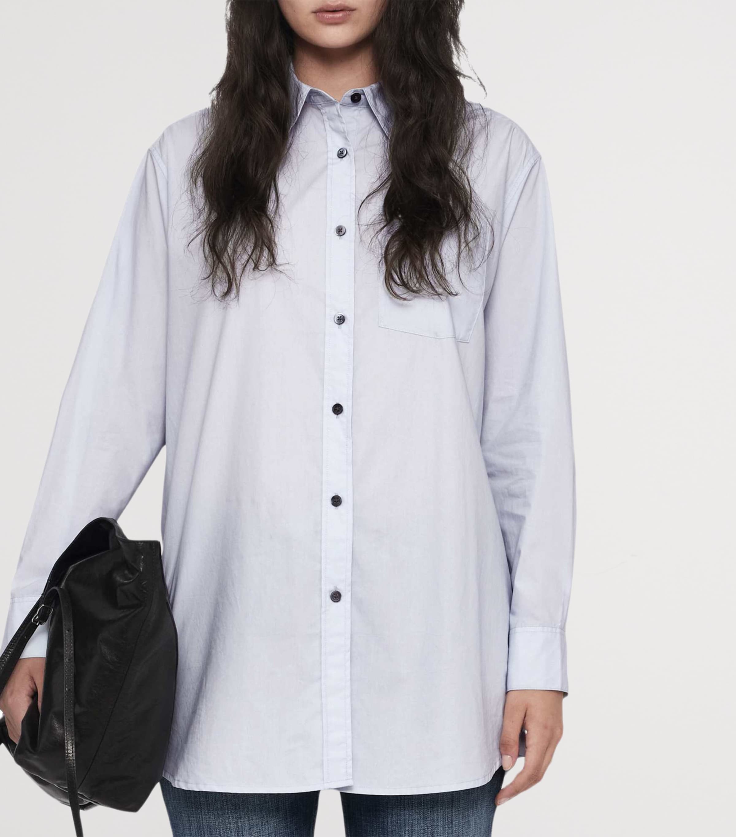 AllSaints Womens Organic Cotton Kaia Oversized Shirt Ice Blue Image 3