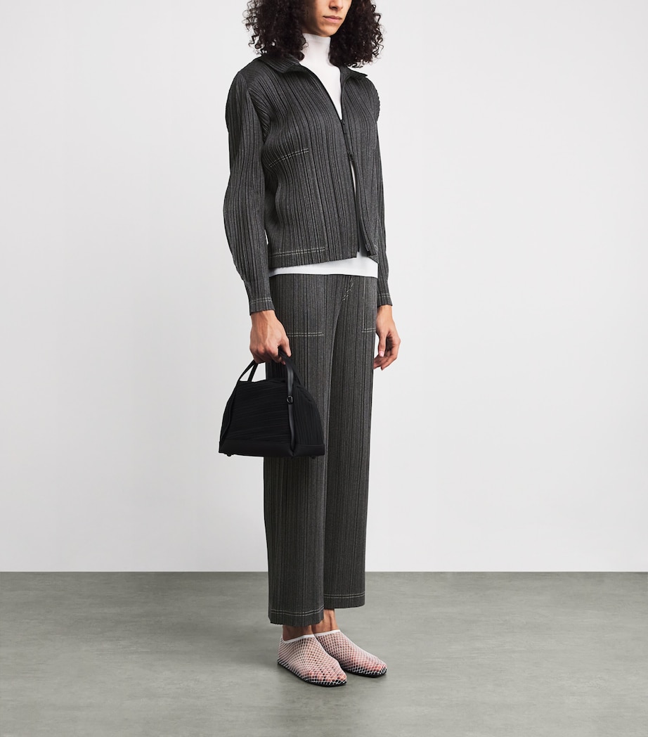 Cotton Denim Zip-Up Jacket BLACK Image 2