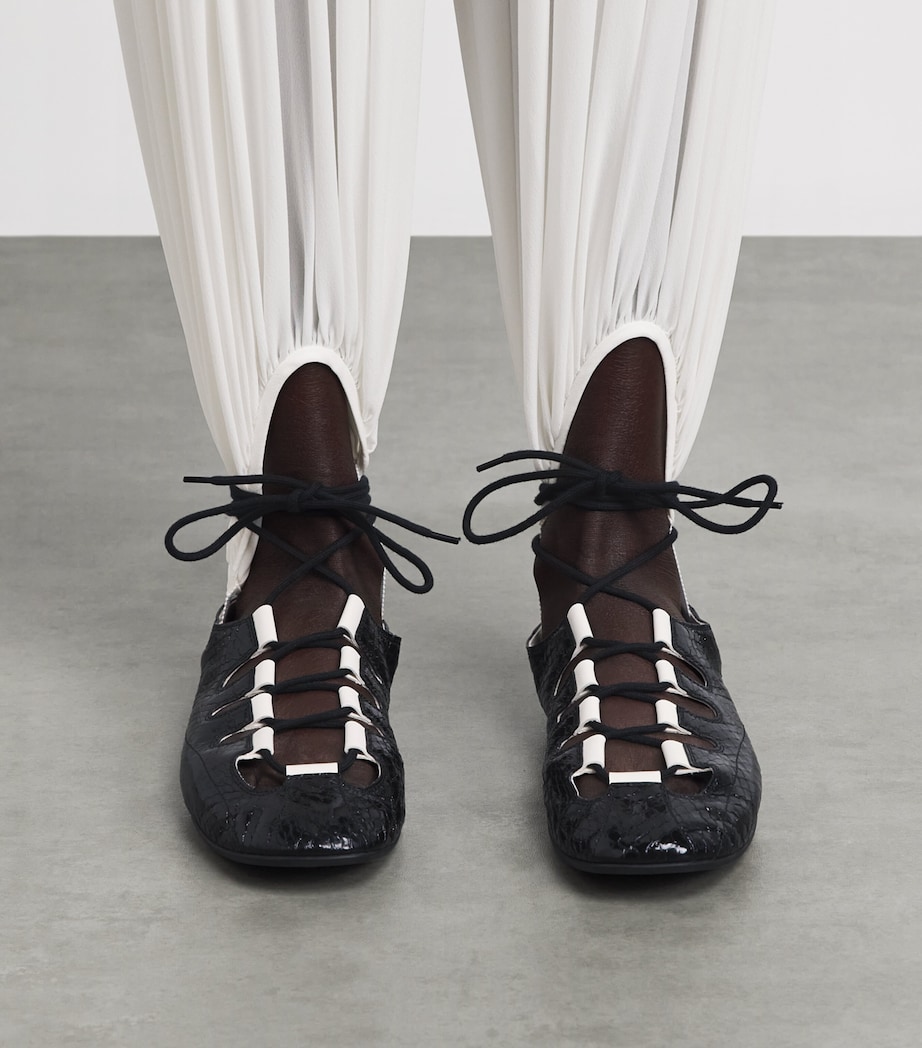 Alaïa Snakeskin Lace-Up Ballet Flats Noir Image 4