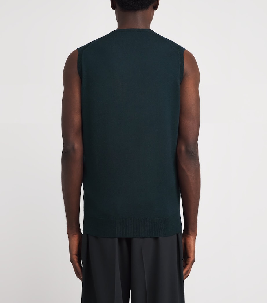 Merino Wool V-Neck Sweater Vest RICHARDSON GREEN Image 4