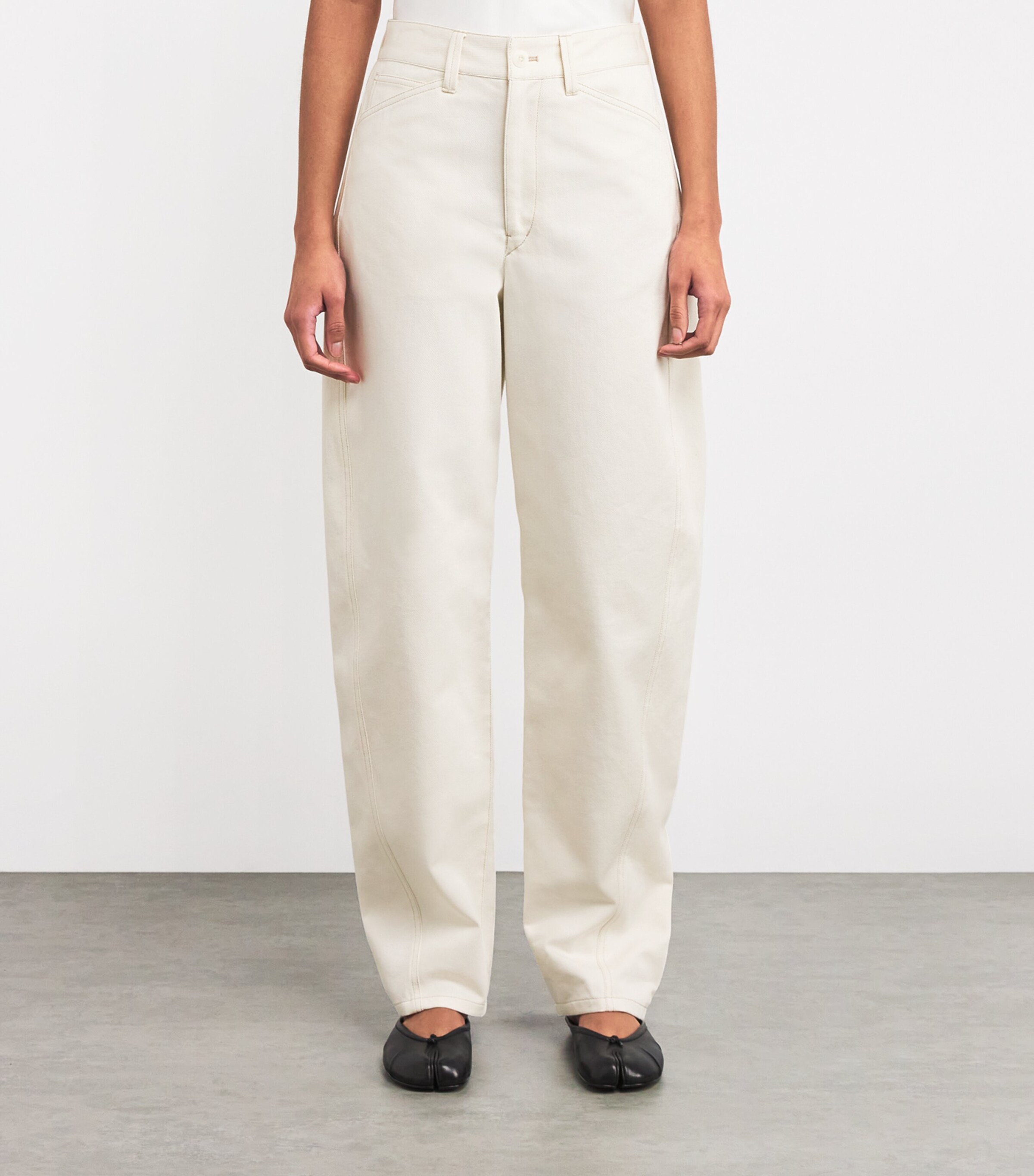 Lemaire Womens Belted Twisted Jeans Creamy White Image 3