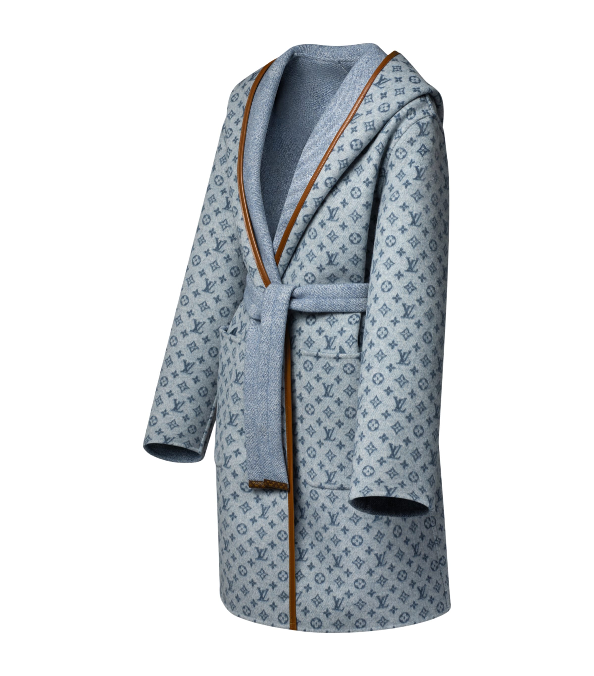 Wool-Silk Reversible Signature Wrap Coat DARK BLUE Image 5