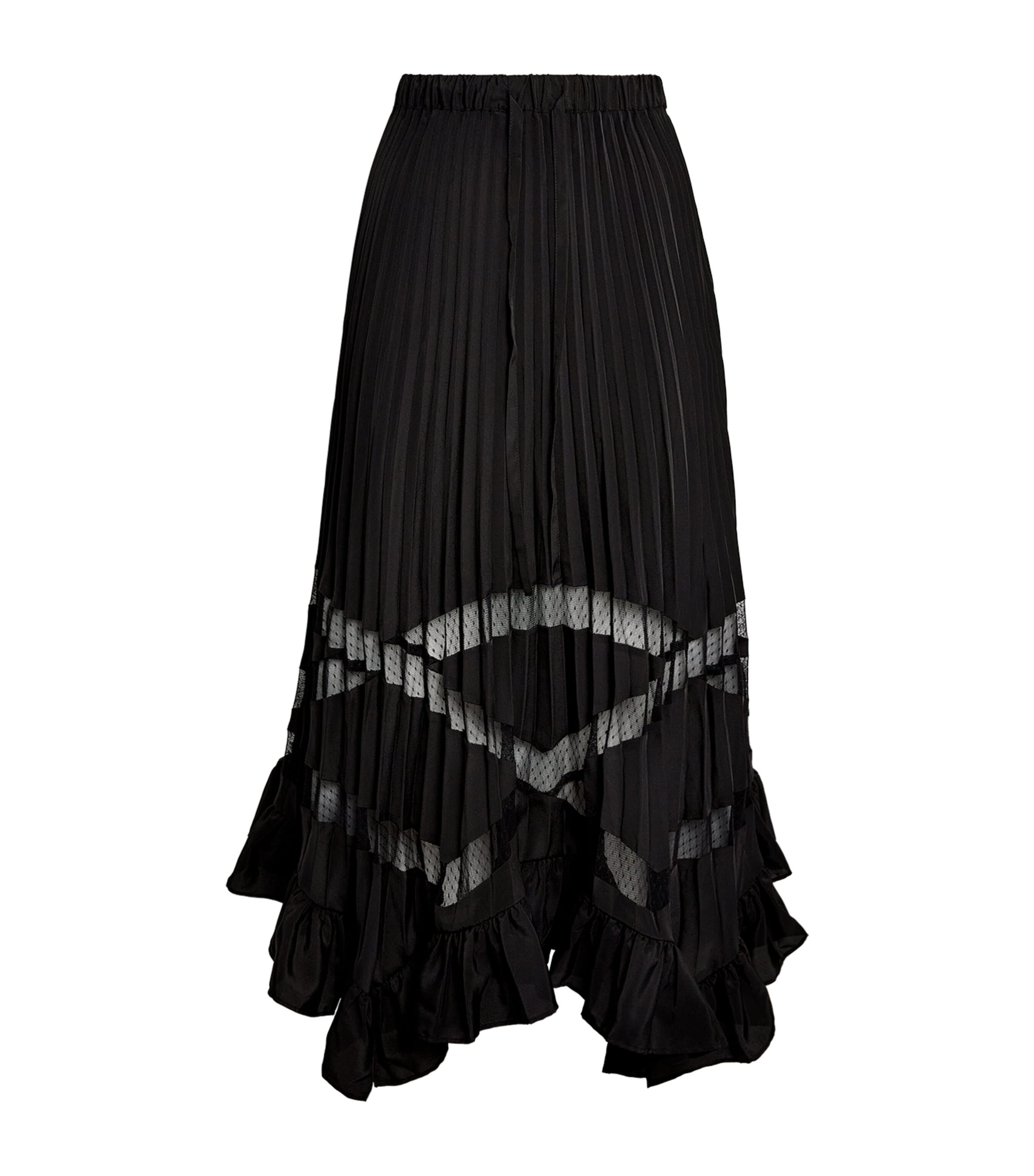 Claudie Pierlot Pleated Asymmetric Midi Skirt In Black