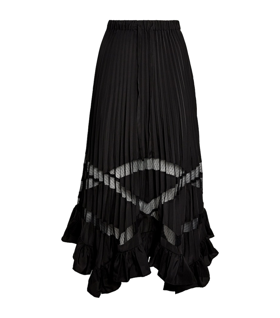 Pleated Asymmetric Midi Skirt BLACK Image 1