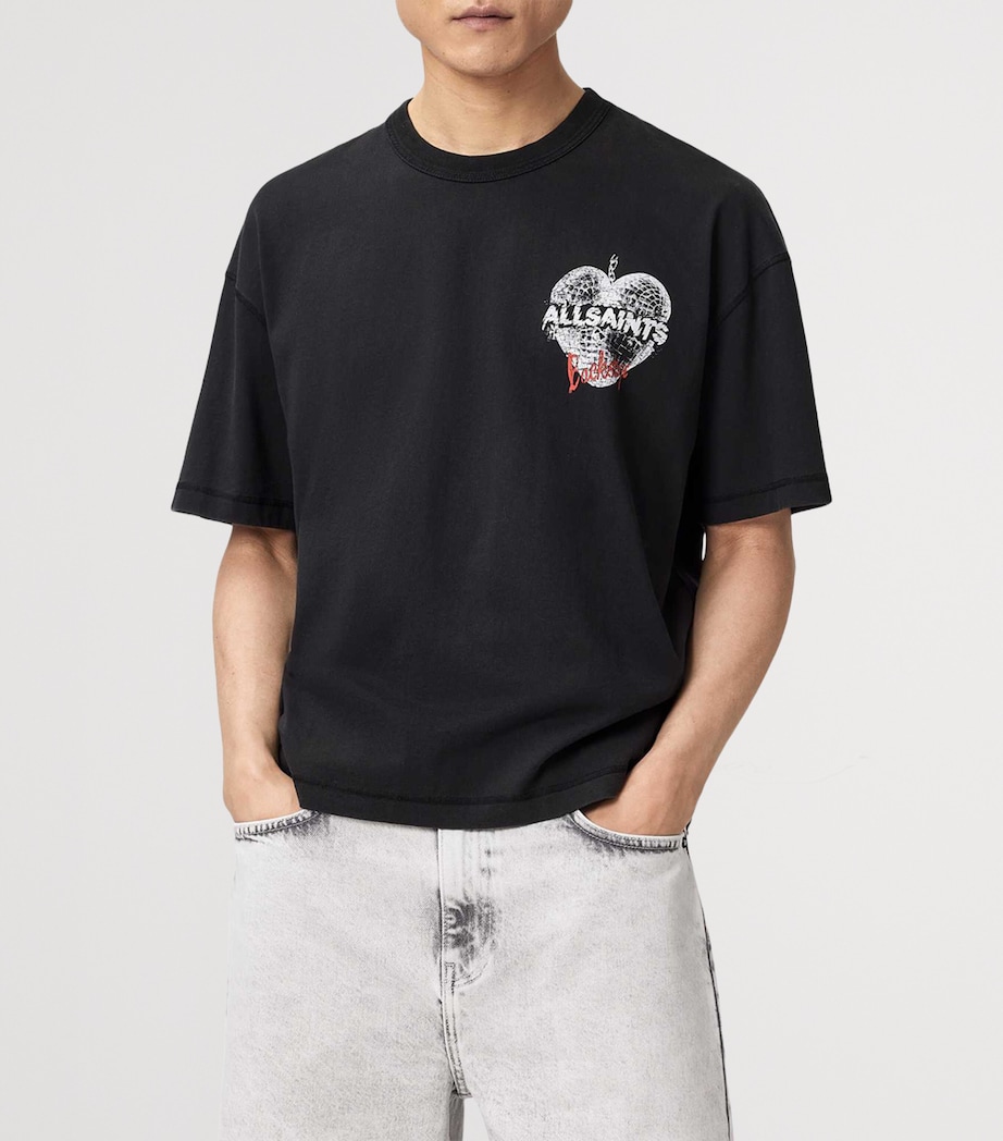 AllSaints Mens Organic Cotton Reflect T-Shirt Washed Black Image 3