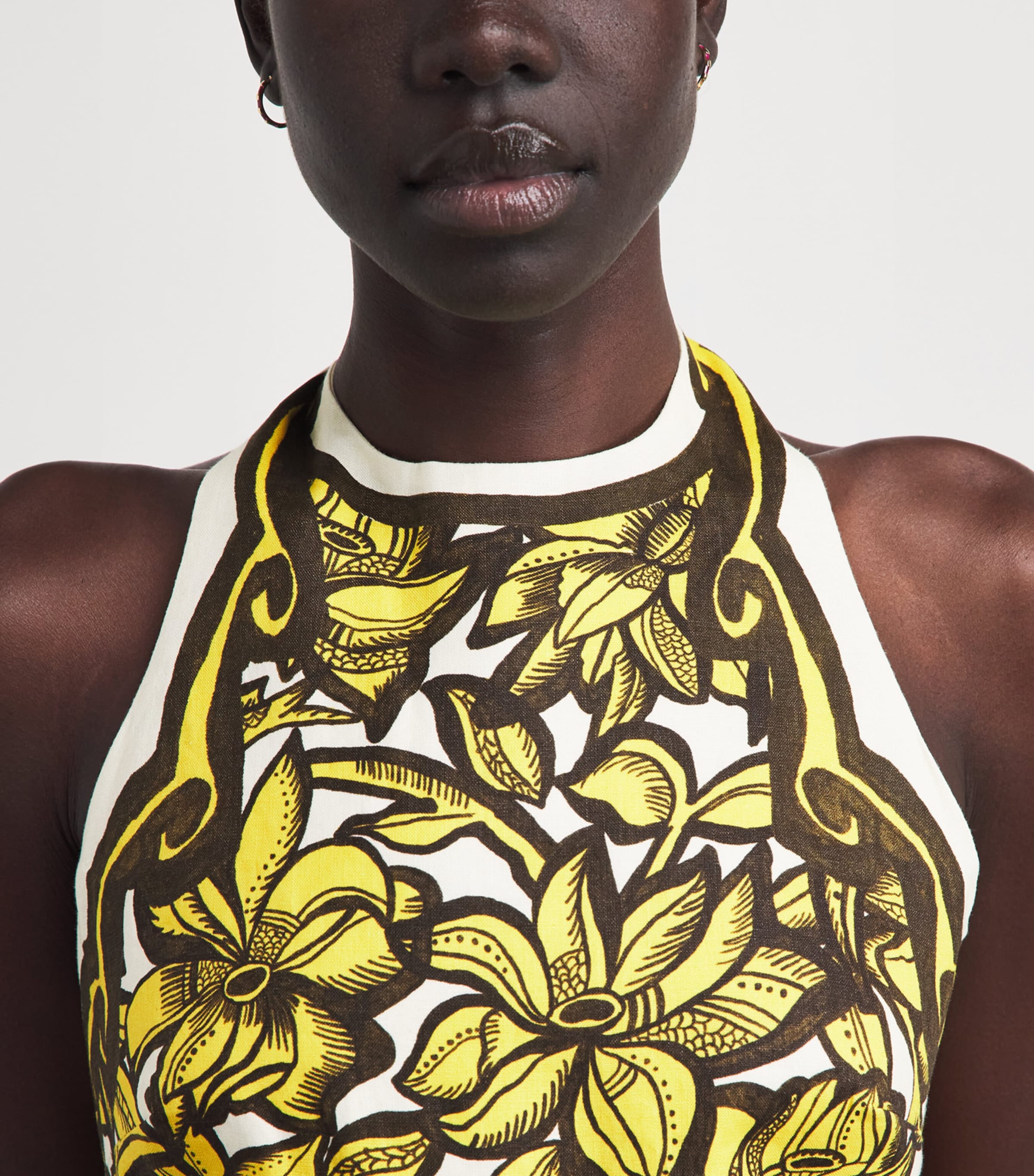 ALEMAIS Womens Hemp Printed Mona Mini Dress Yellow Image 3