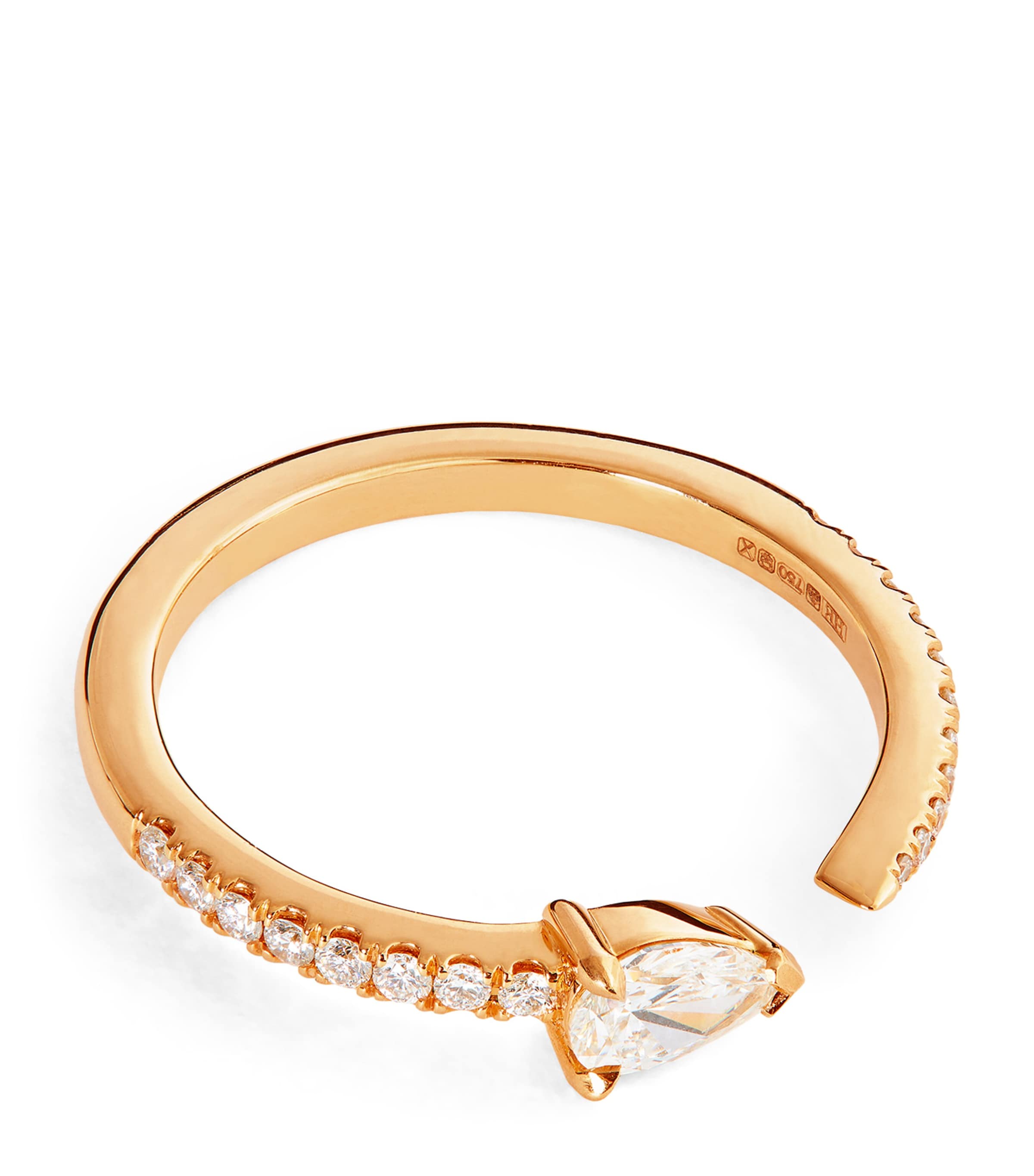 Engelbert Yellow Gold Diamond Pavé Drop Links Ring