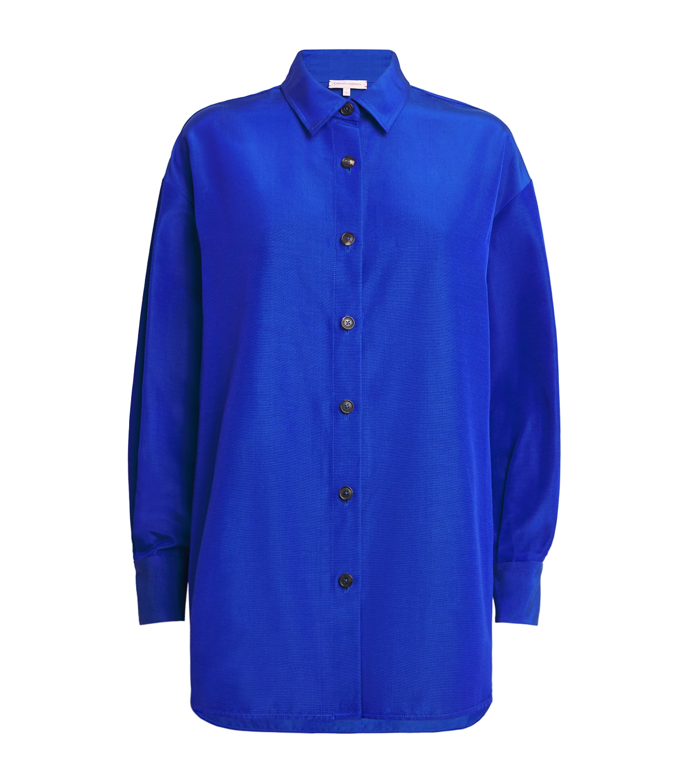 Shop Carolina Herrera Cotton-blend Oversized Shirt In Blue