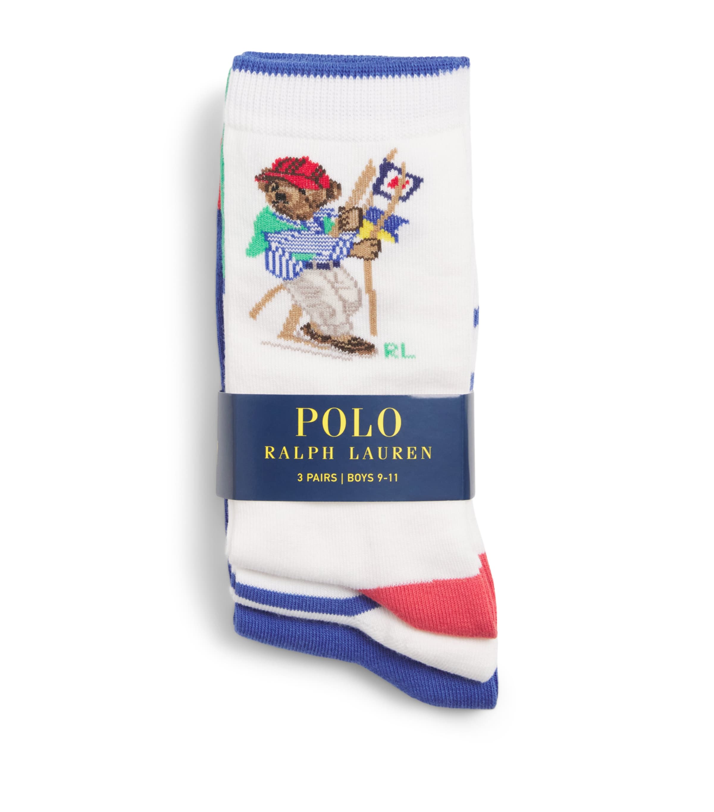 Ralph Lauren Kids Crew Socks (Pack of 3) White Ass Image 1