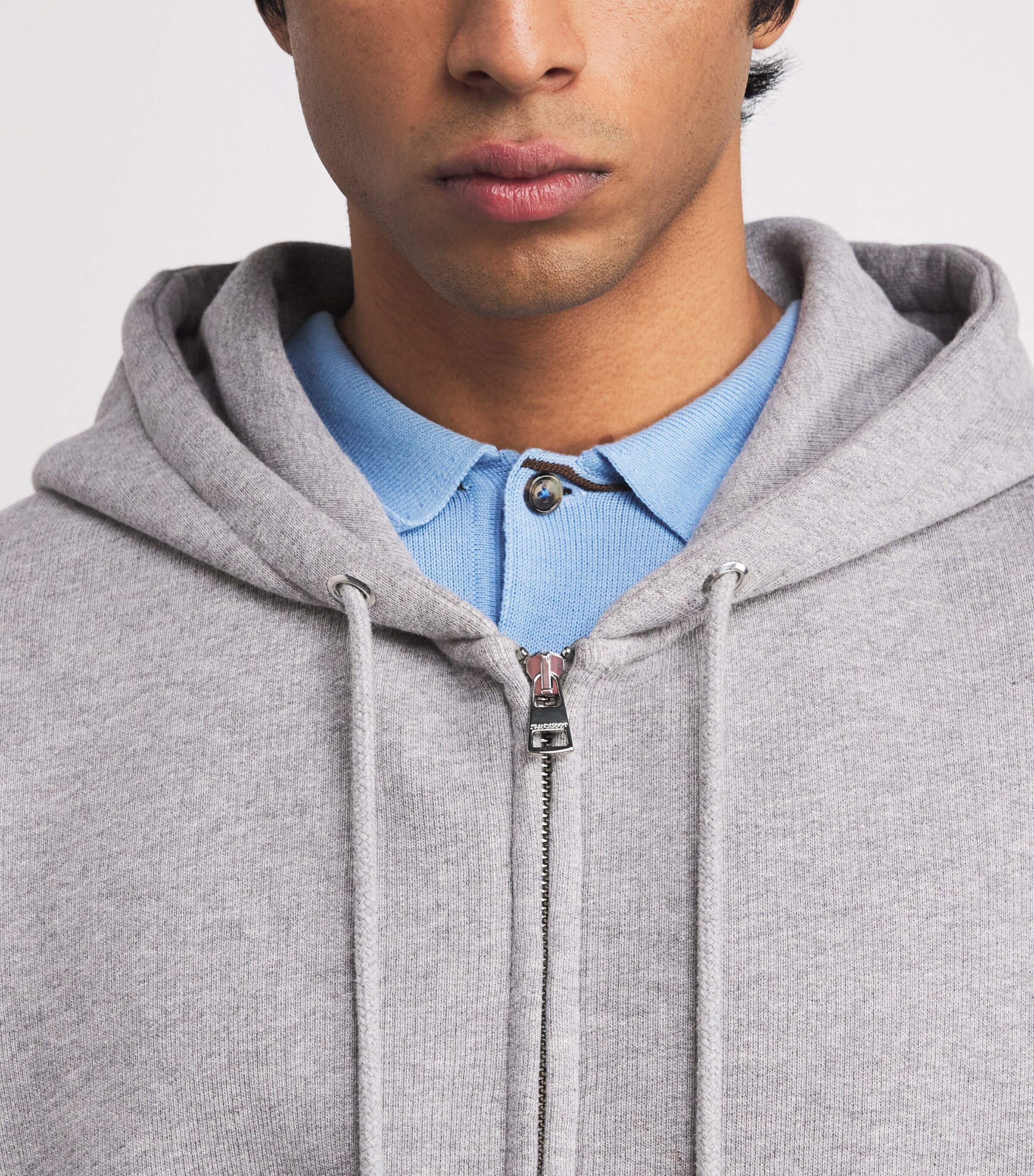 Cotton Zip-Up Hoodie MID GREY MELANGE 945 Image 6